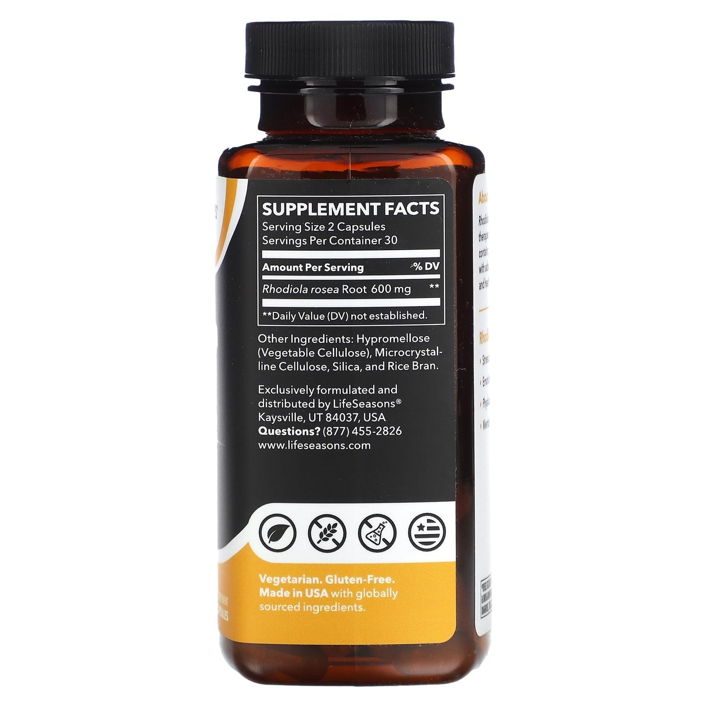LifeSeasons, Rhodiola Root, 60 Veg Capsules (300 mg per Capsule) - Image 2