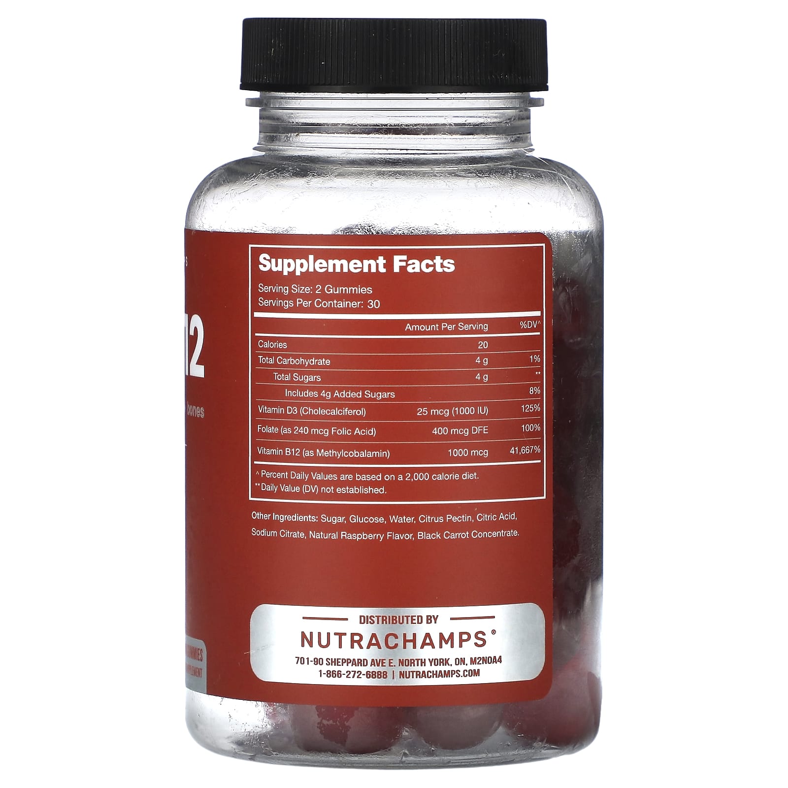 NutraChamps, D3 + B12, Raspberry, 60 Vitamin Gummies - Image 2