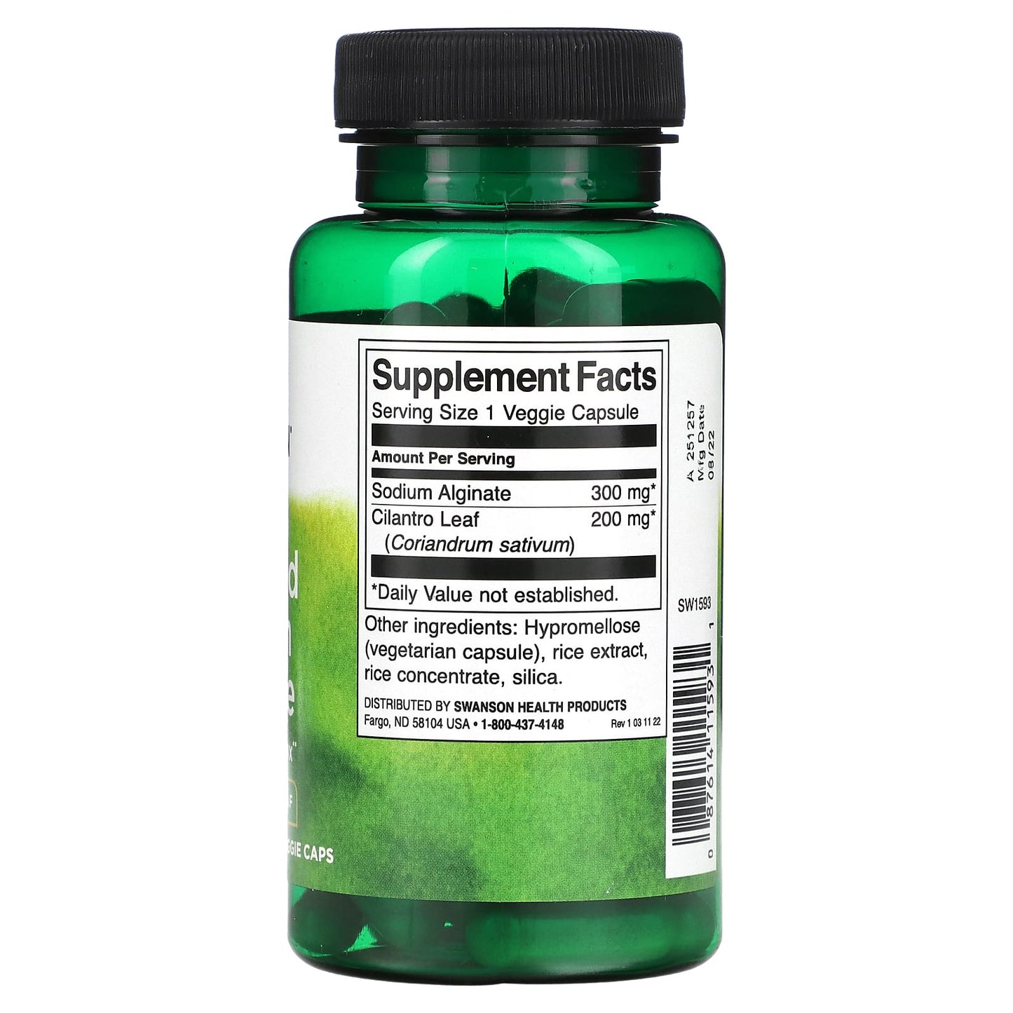 Swanson, Brown Seaweed Sodium Alginate with Cilantro Leaf, 60 Veggie Caps - Image 2