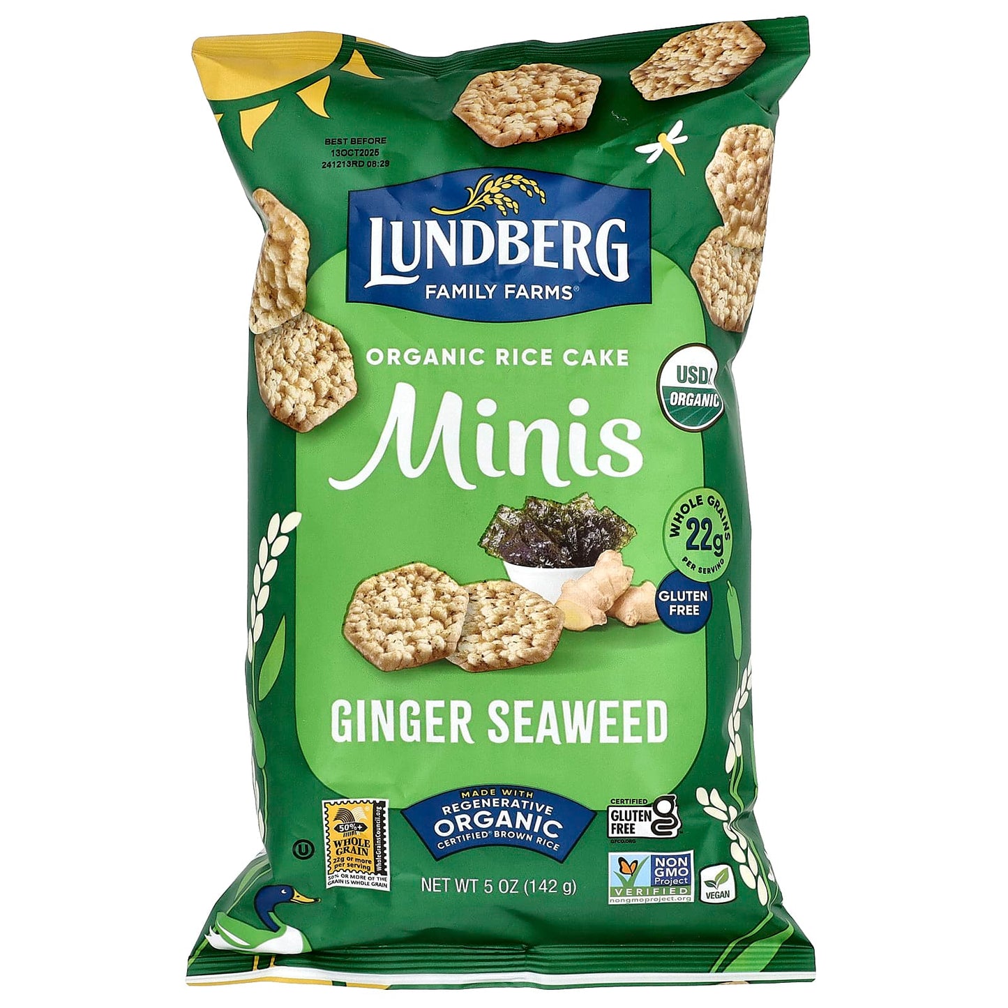 Lundberg, Organic Rice Cake Minis, Ginger Seaweed, 5 oz (142 g) - Image 1