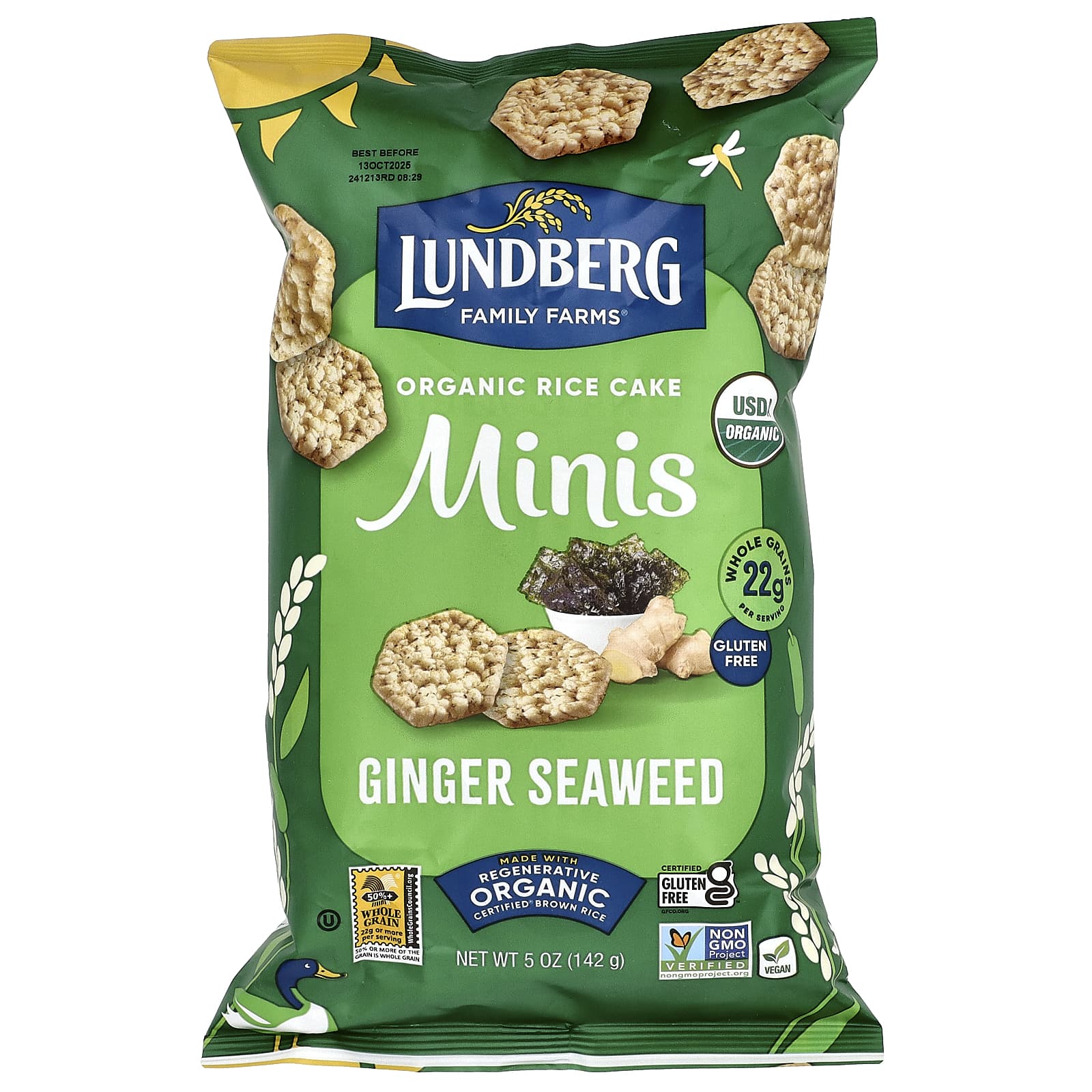 Lundberg, Organic Rice Cake Minis, Ginger Seaweed, 5 oz (142 g) - Image 1