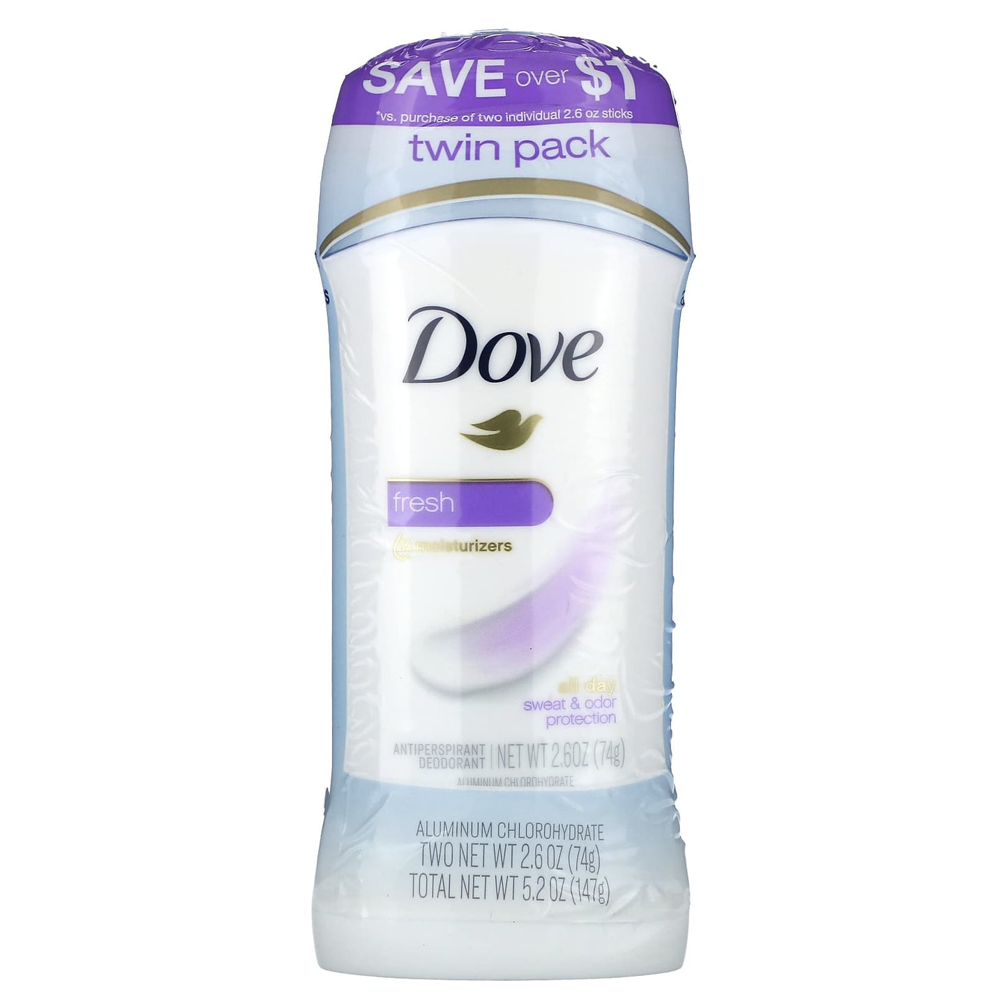 Stay Fresh with Dove Antiperspirant Deodorant, 24 Hour Protection, 2 Pack, 2.6 oz Each - Image 2