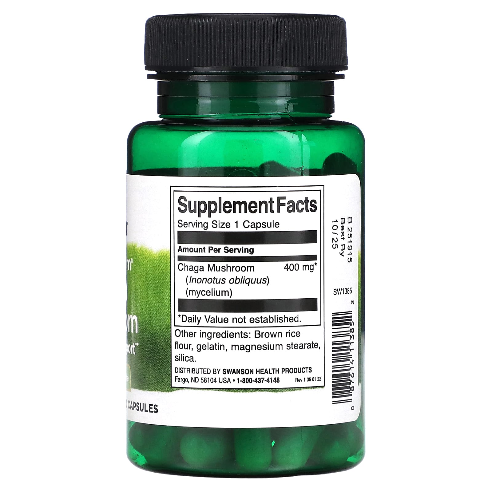 Swanson, Full Spectrum Chaga Mushroom, 400 mg, 60 Capsules - Image 2