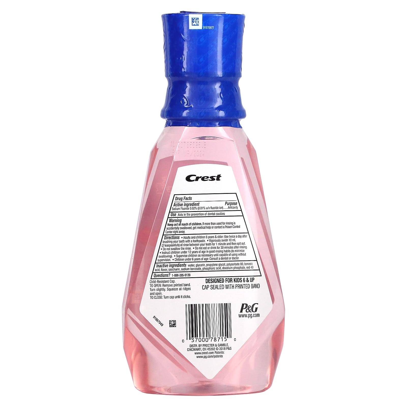 Crest Kid's Anticavity Fluoride Rinse, Bubblegum, Alcohol-Free, 16.9 oz - Image 2