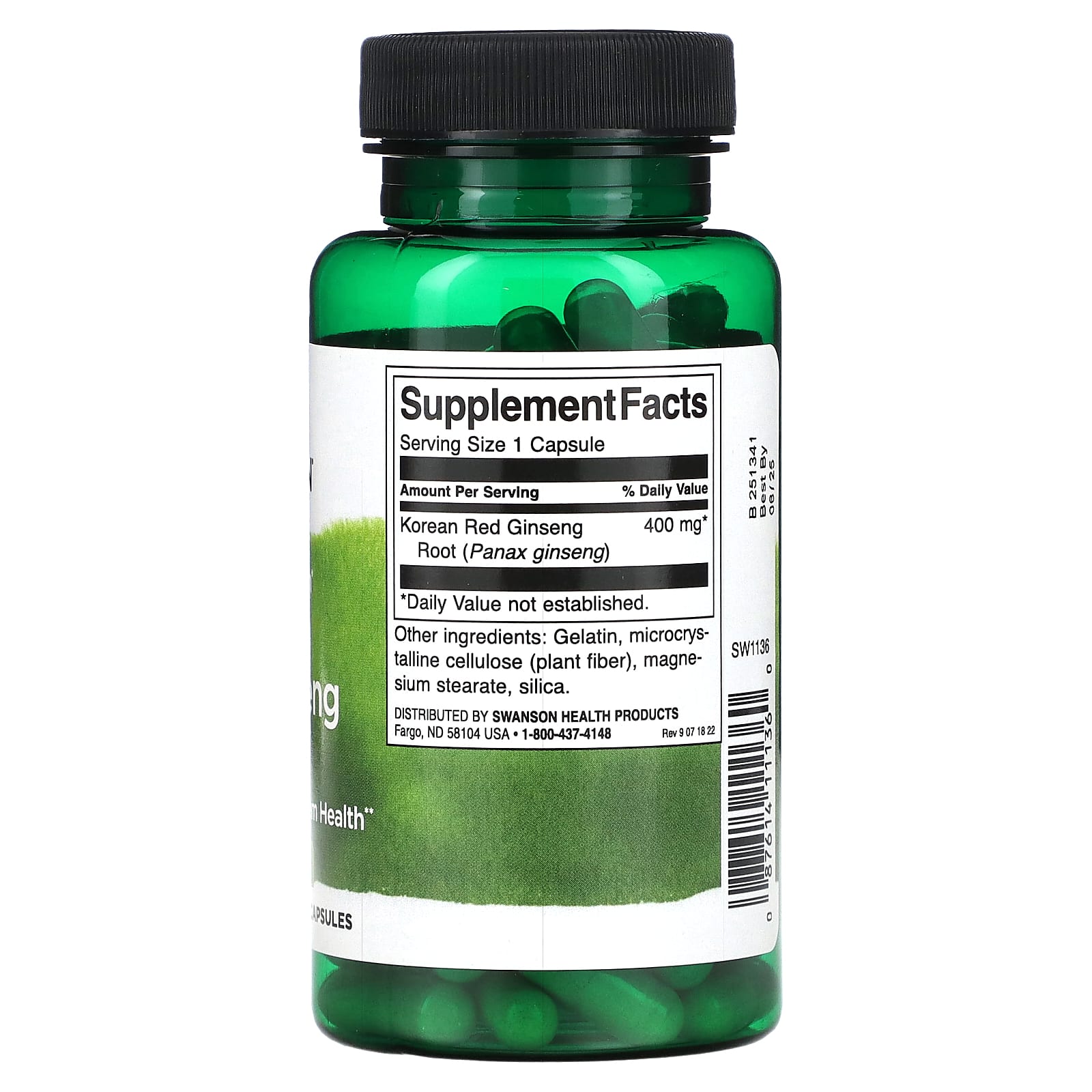 Swanson, Full Spectrum Korean Red Ginseng Root, 400 mg, 90 Capsules - Image 2