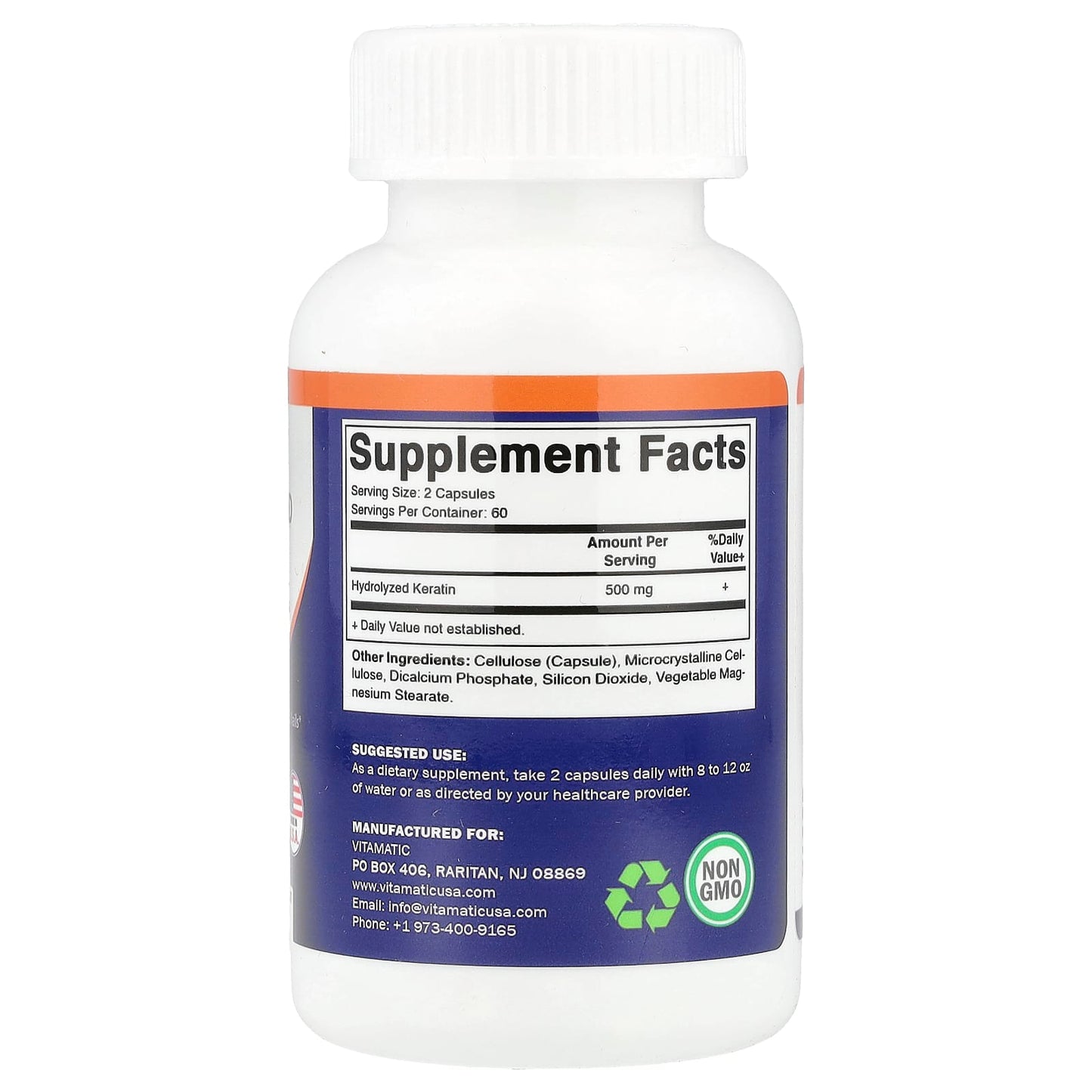 Vitamatic, Hydrolyzed Keratin, 120 Vegetable Capsules (250 mg per Capsule) - Image 2