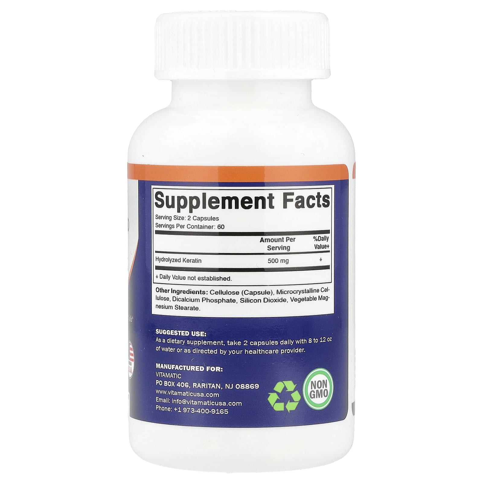 Vitamatic, Hydrolyzed Keratin, 120 Vegetable Capsules (250 mg per Capsule) - Image 2