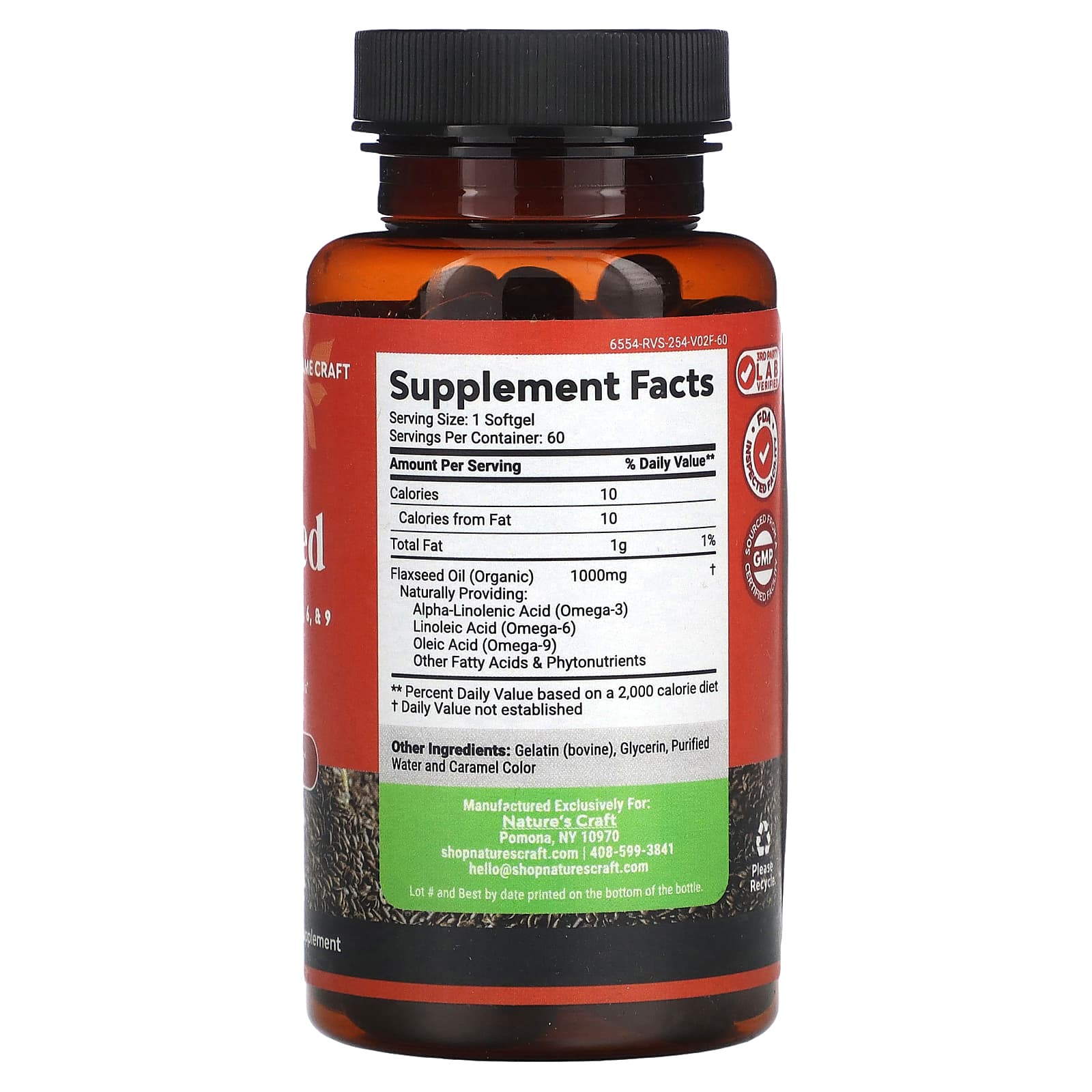 Nature's Craft, Flaxseed, 1,000 mg, 60 Softgels - Image 2