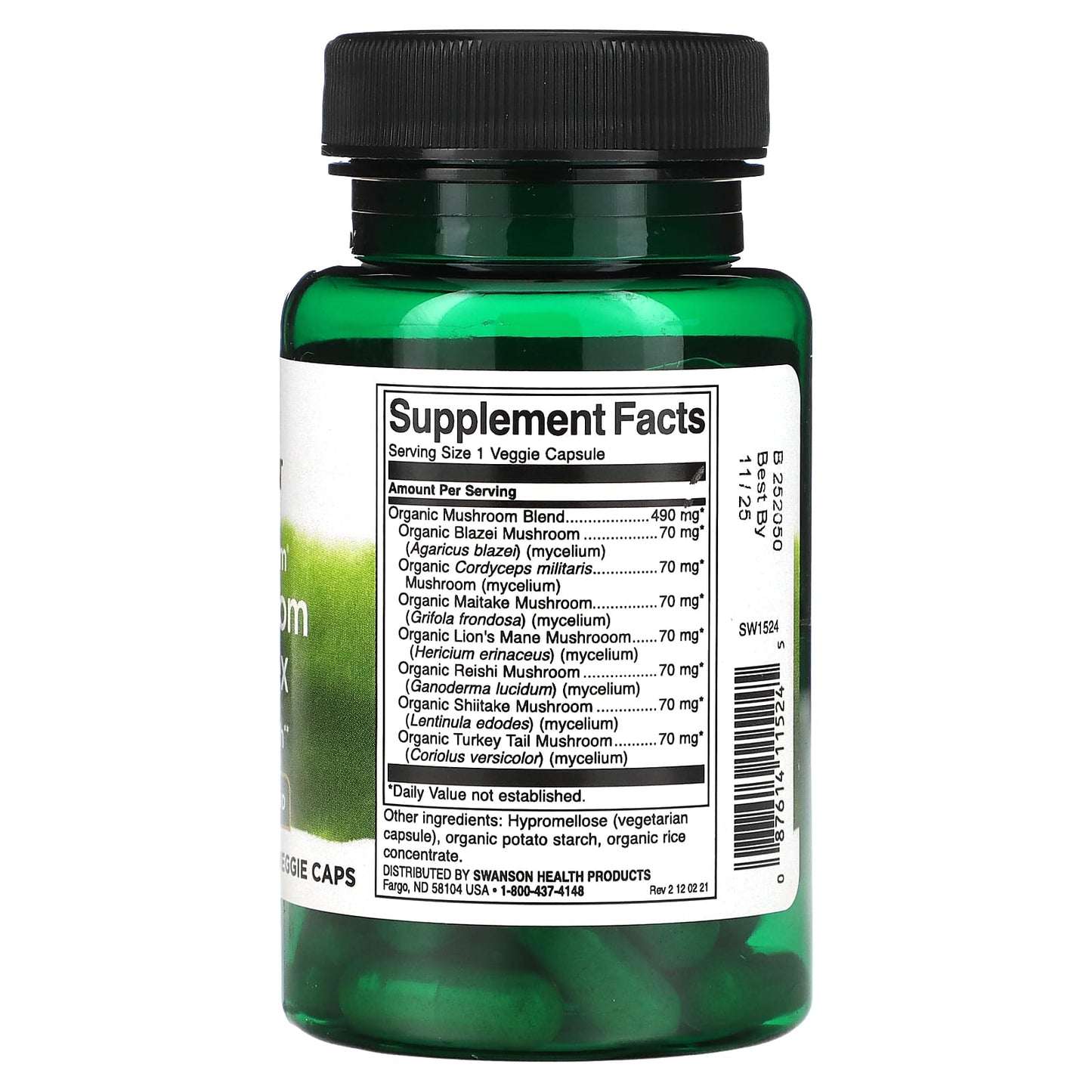 Swanson, Full Spectrum 7 Mushroom Complex, 60 Veggie Caps - Image 2