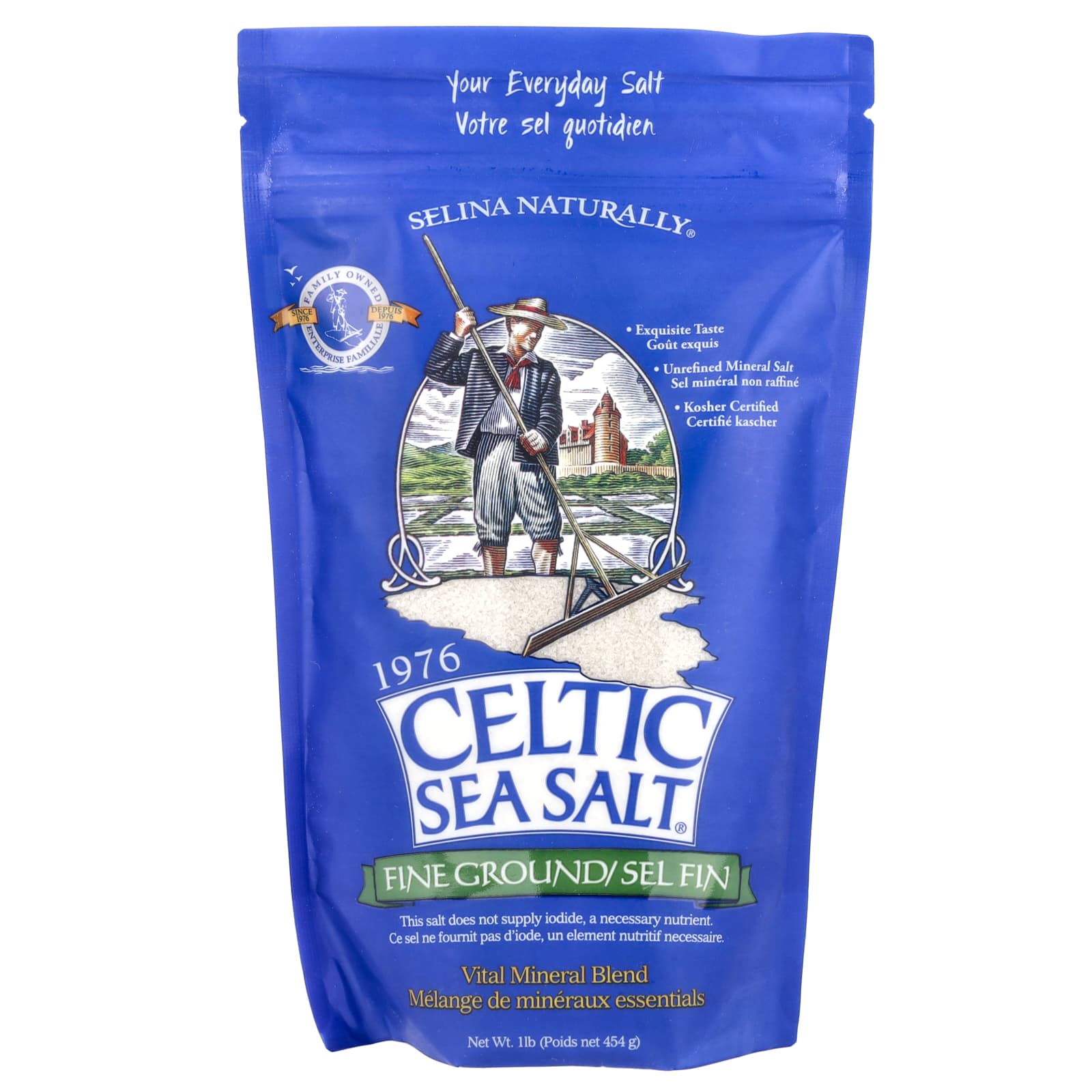 Fine Ground Celtic Sea Salt for Cooking & Baking, 1 lb - Selina Naturally - Image 1