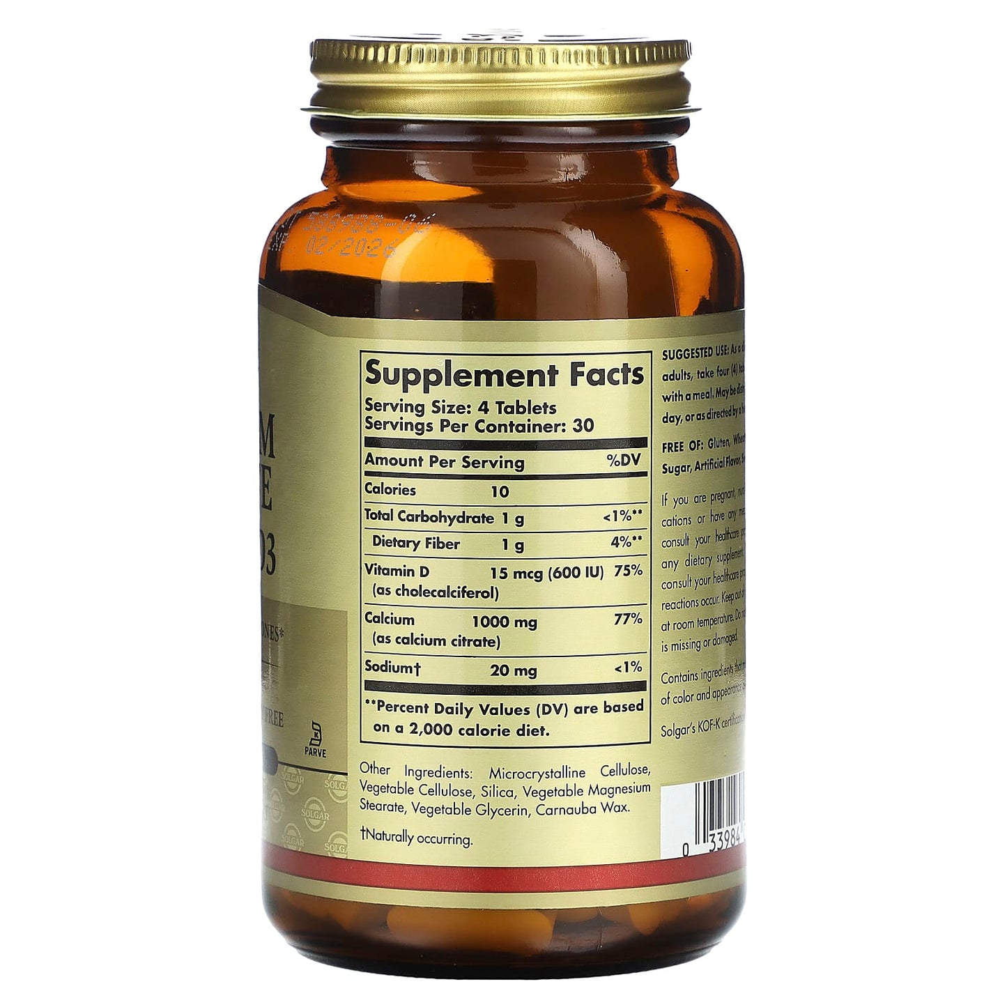 Solgar, Calcium Citrate with Vitamin D3, 120 Tablets - Image 2
