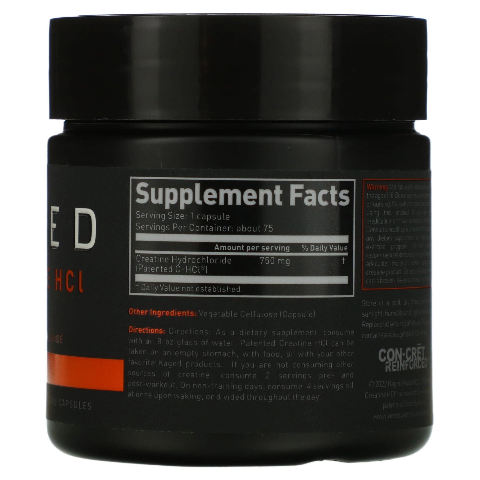 Kaged, Creatine HCl, 750 mg, 75 Veggie Capsules
