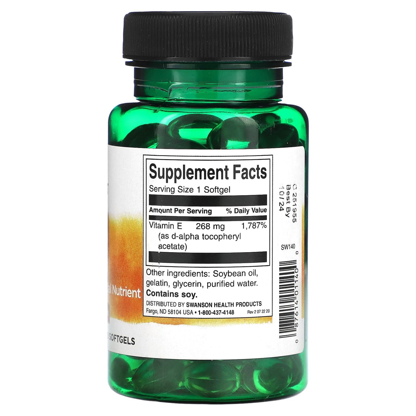 Swanson, Vitamin E, 400 IU, 100 Softgels - Image 2