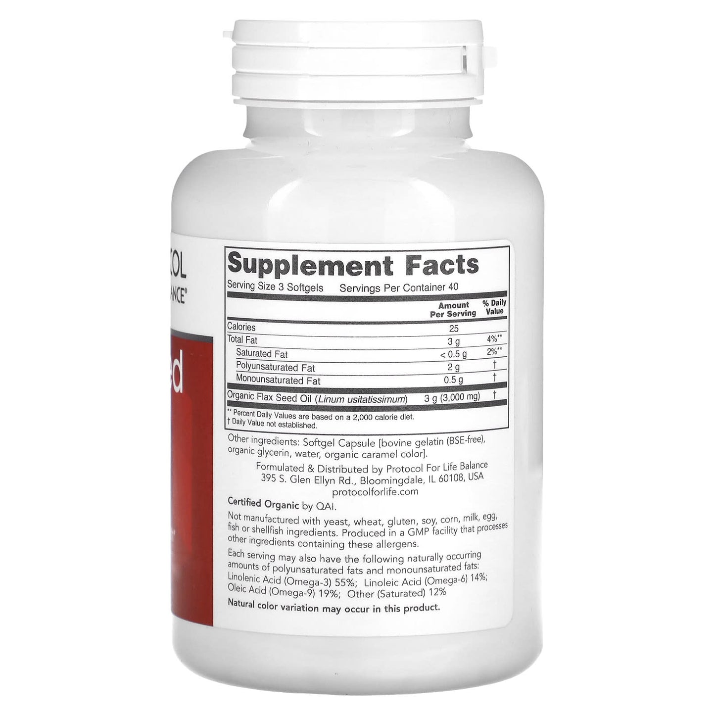 Protocol for Life Balance, Flax Seed Oil, 1,000 mg, 120 Softgels - Image 2