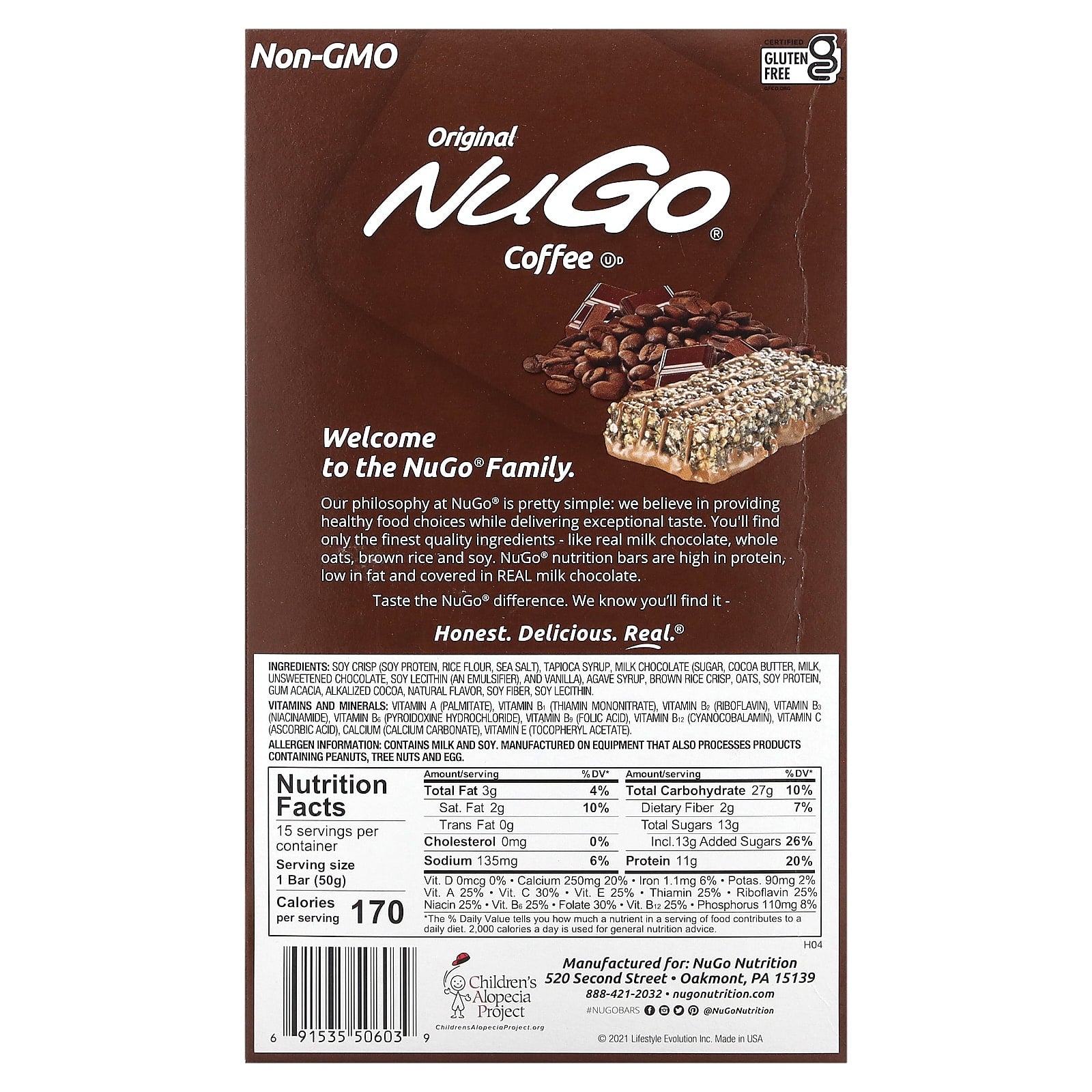 NuGo Nutrition, Coffee Nutrition Bar, 15 Bars 1.76 oz (50 g) Each - Image 2