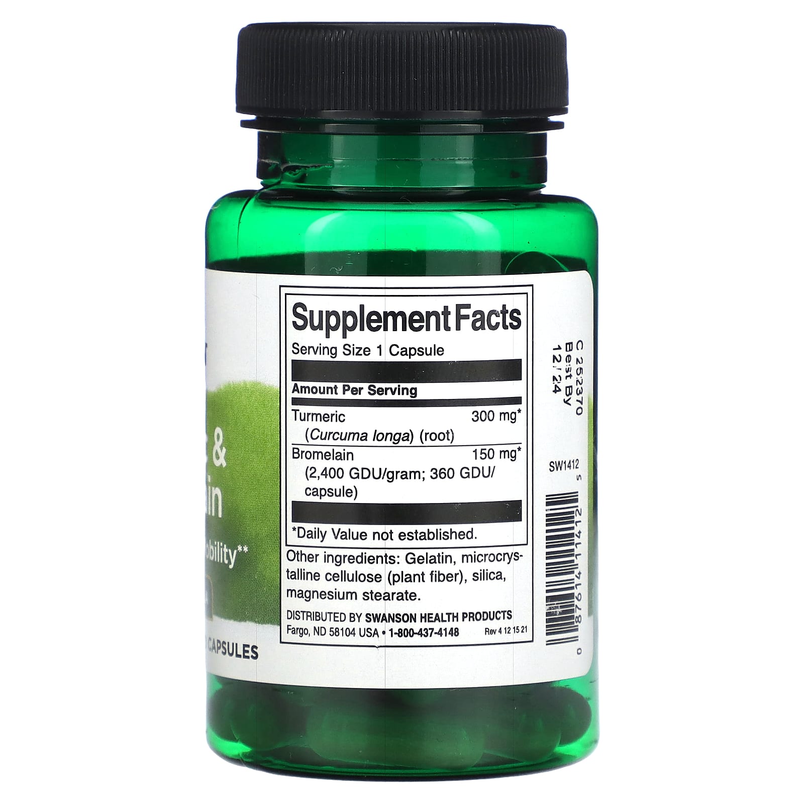 Swanson, Turmeric & Bromelain, 60 Capsules - Image 2
