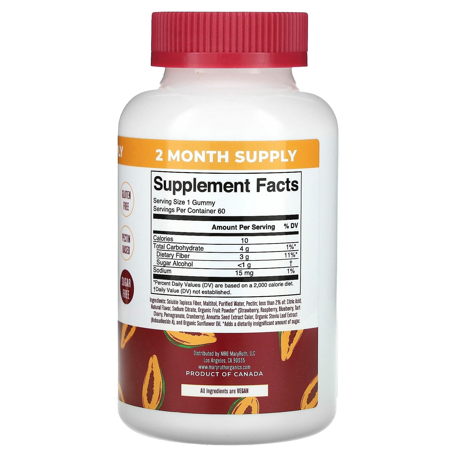 MaryRuth's, Fiber Gummies, Papaya, 60 Gummies - Image 2