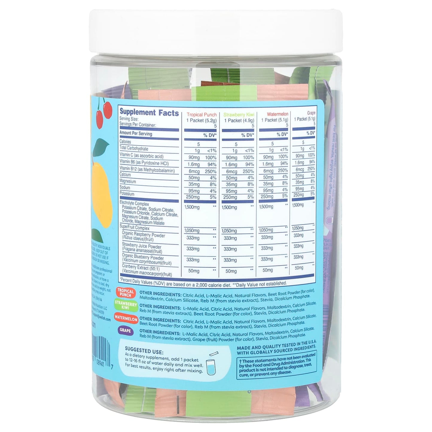 Wellah, Splish Splash Hydration, Variety, 20 Stick Packs, 0.2 oz (4.9 - 5.2 g) Each - Image 2