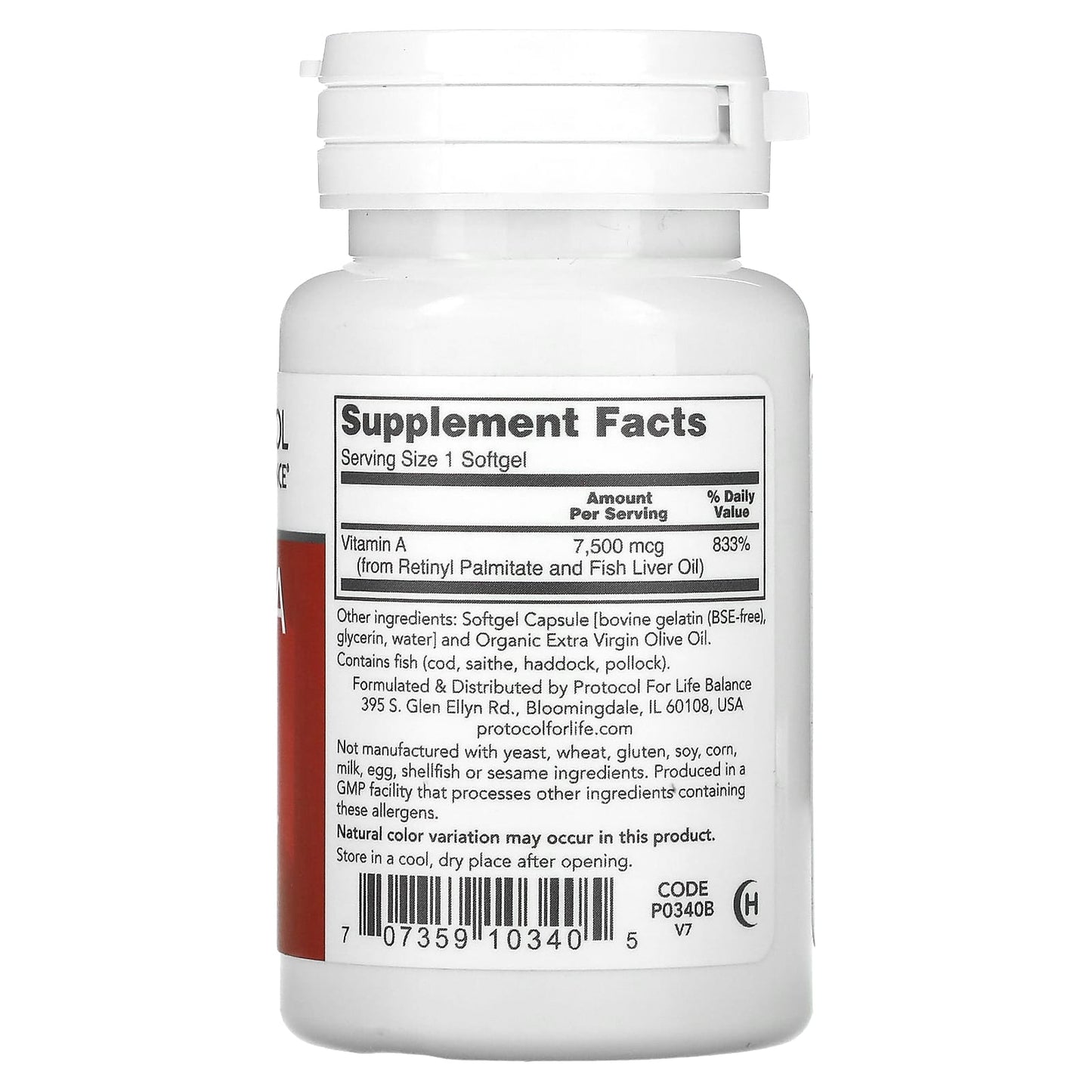 Protocol for Life Balance, Vitamin A, 7,500 mcg (25,000 IU), 100 Softgels - Image 2