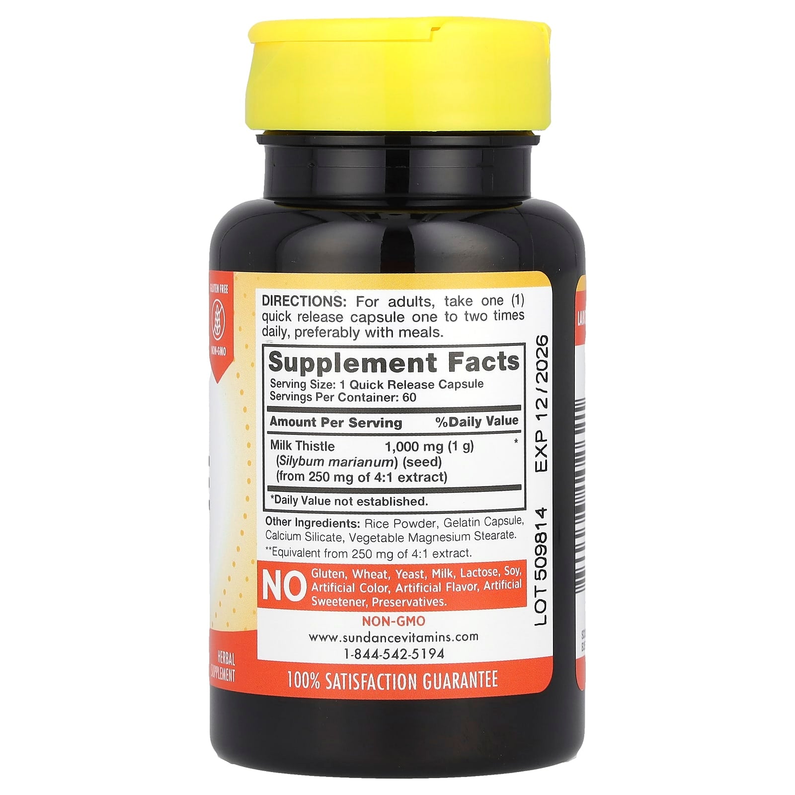Sundance Vitamins, Milk Thistle, 1,000 mg, 60 Quick Release Capsules - Image 2