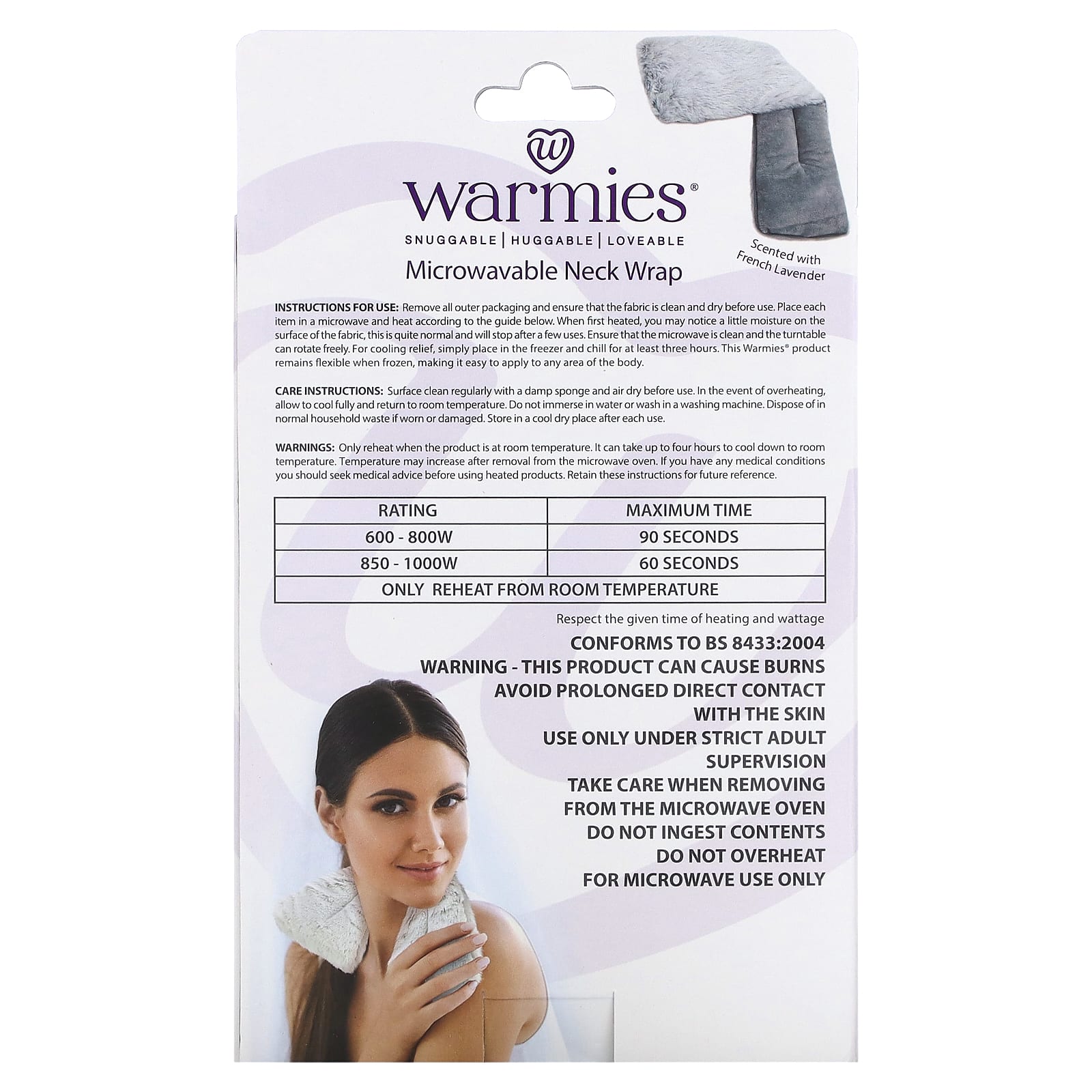 Warmies, Neck Wrap, Heatable, Marshmallow Gray, 1 Wrap - Image 2