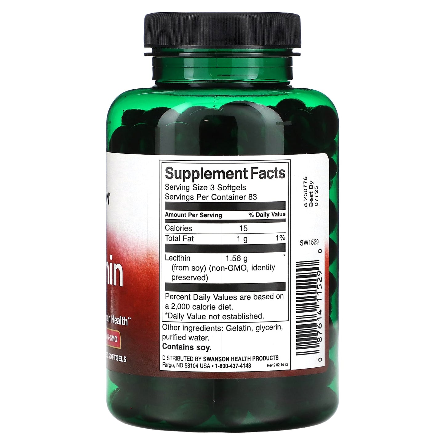Swanson, Lecithin, 520 mg, 250 Softgels - Image 2
