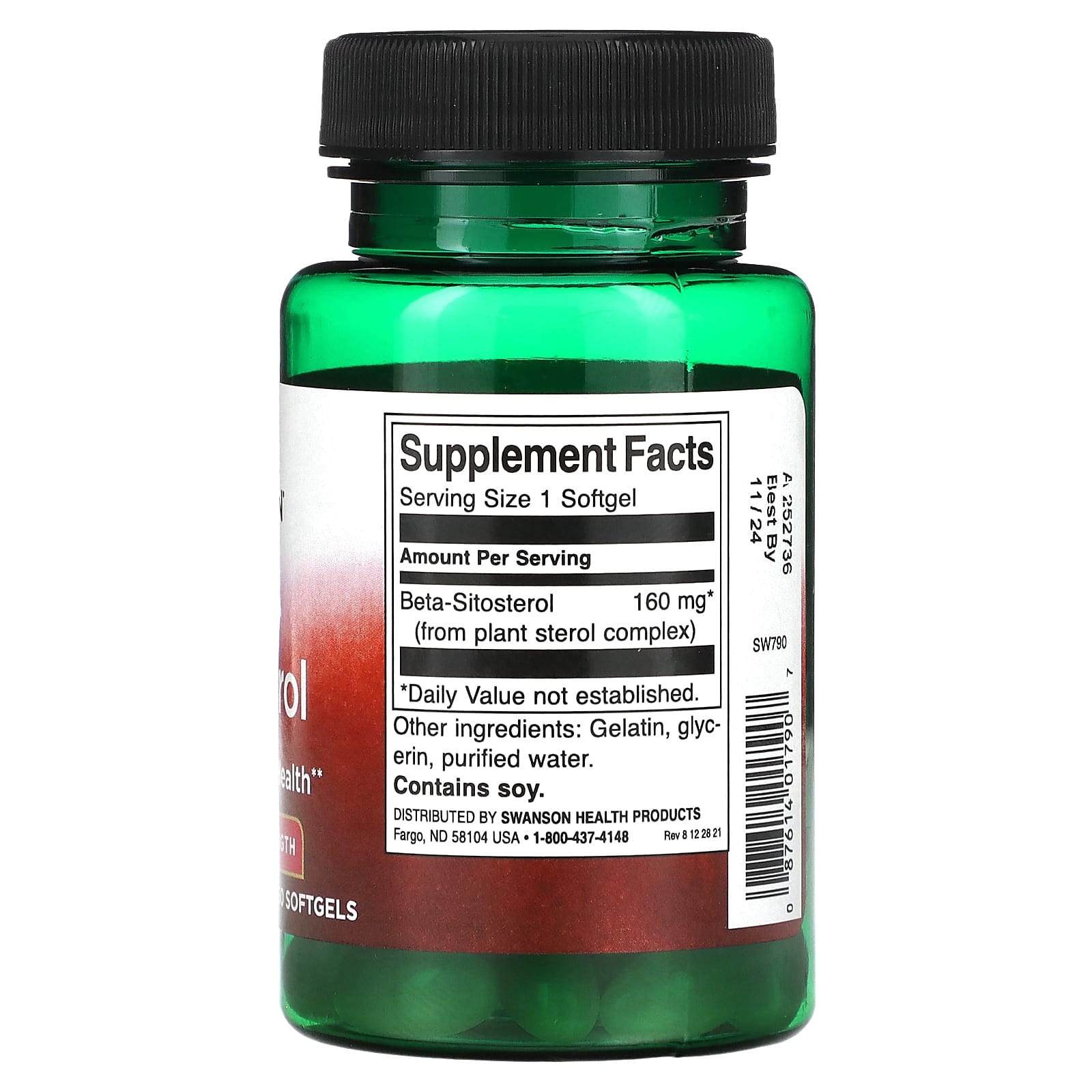 Swanson, Beta-Sitosterol, Maximum Strength, 160 mg, 60 Softgels - Image 2