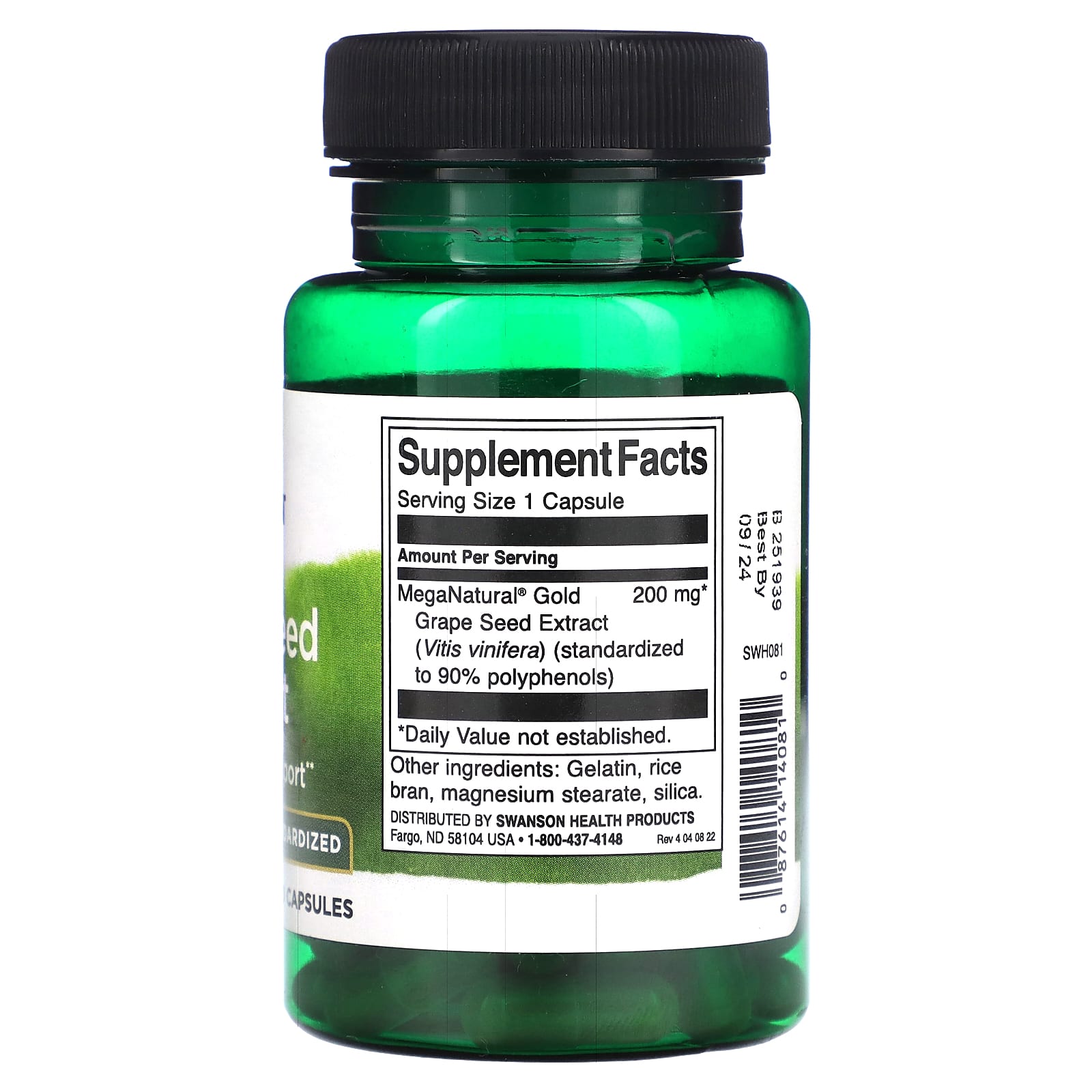 Swanson, Grape Seed Extract, 200 mg, 60 Capsules - Image 2