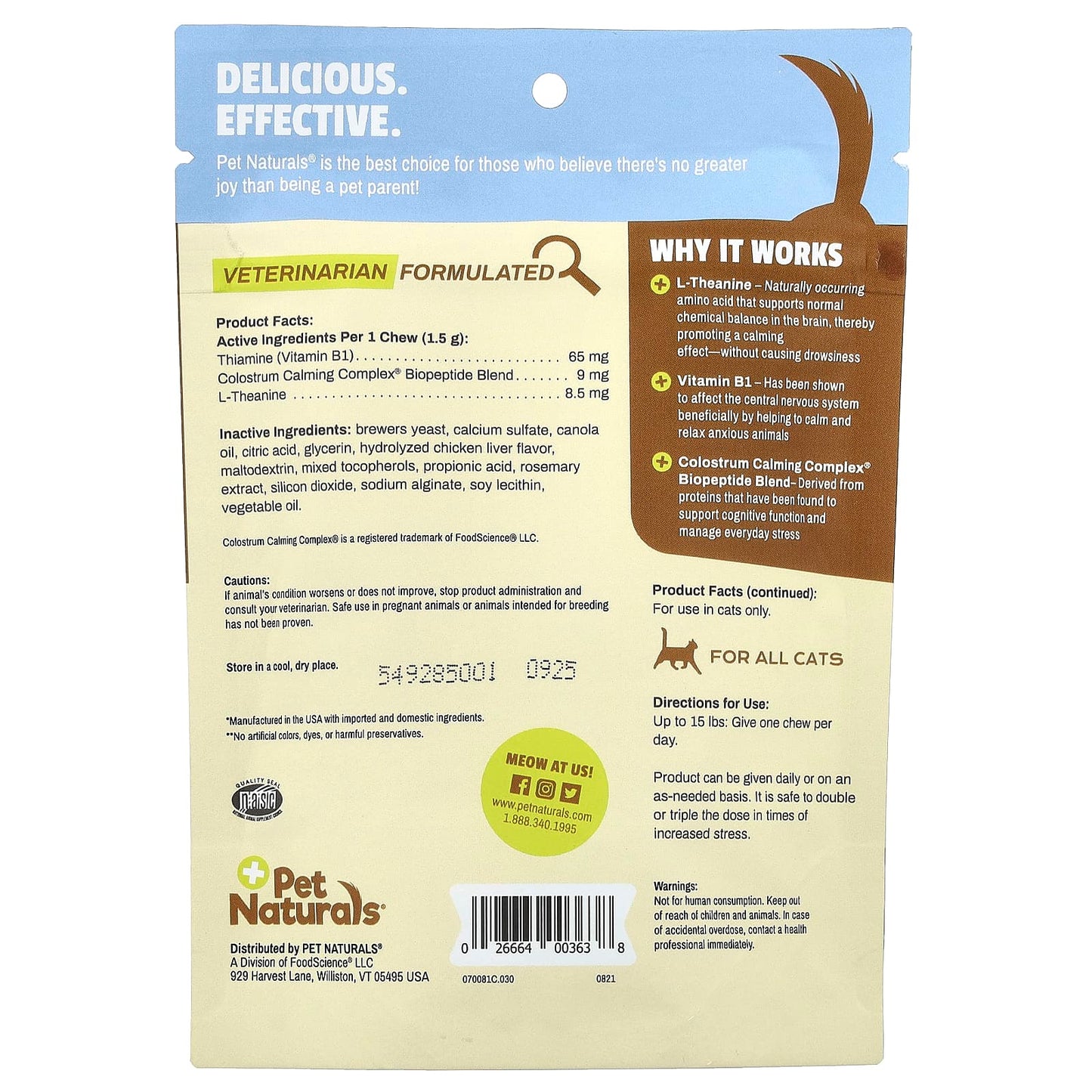 Pet Naturals, Calming®, For Cats, All Sizes, 30 Chews, 1.59 oz (45 g) - Image 2