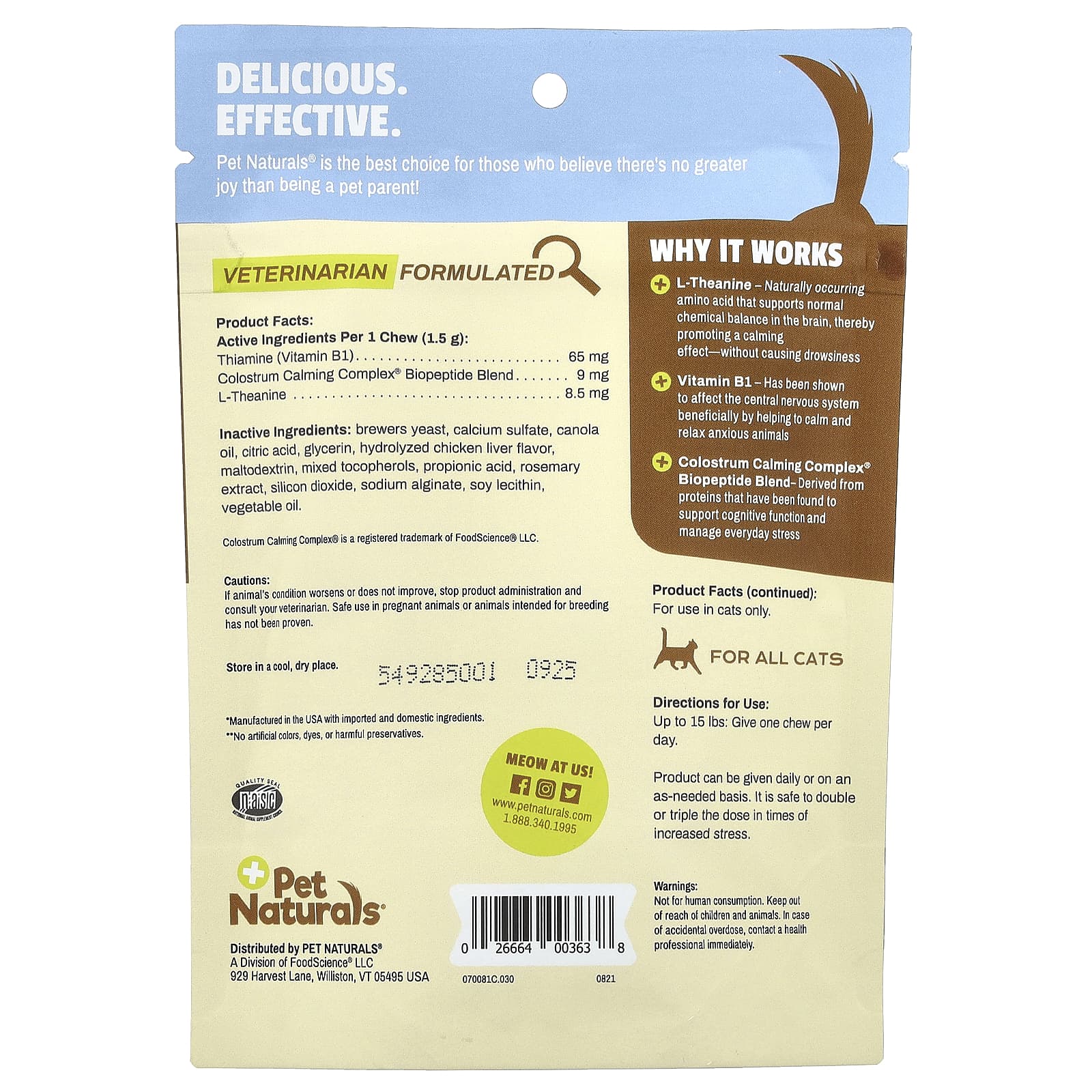Pet Naturals, Calming®, For Cats, All Sizes, 30 Chews, 1.59 oz (45 g) - Image 2