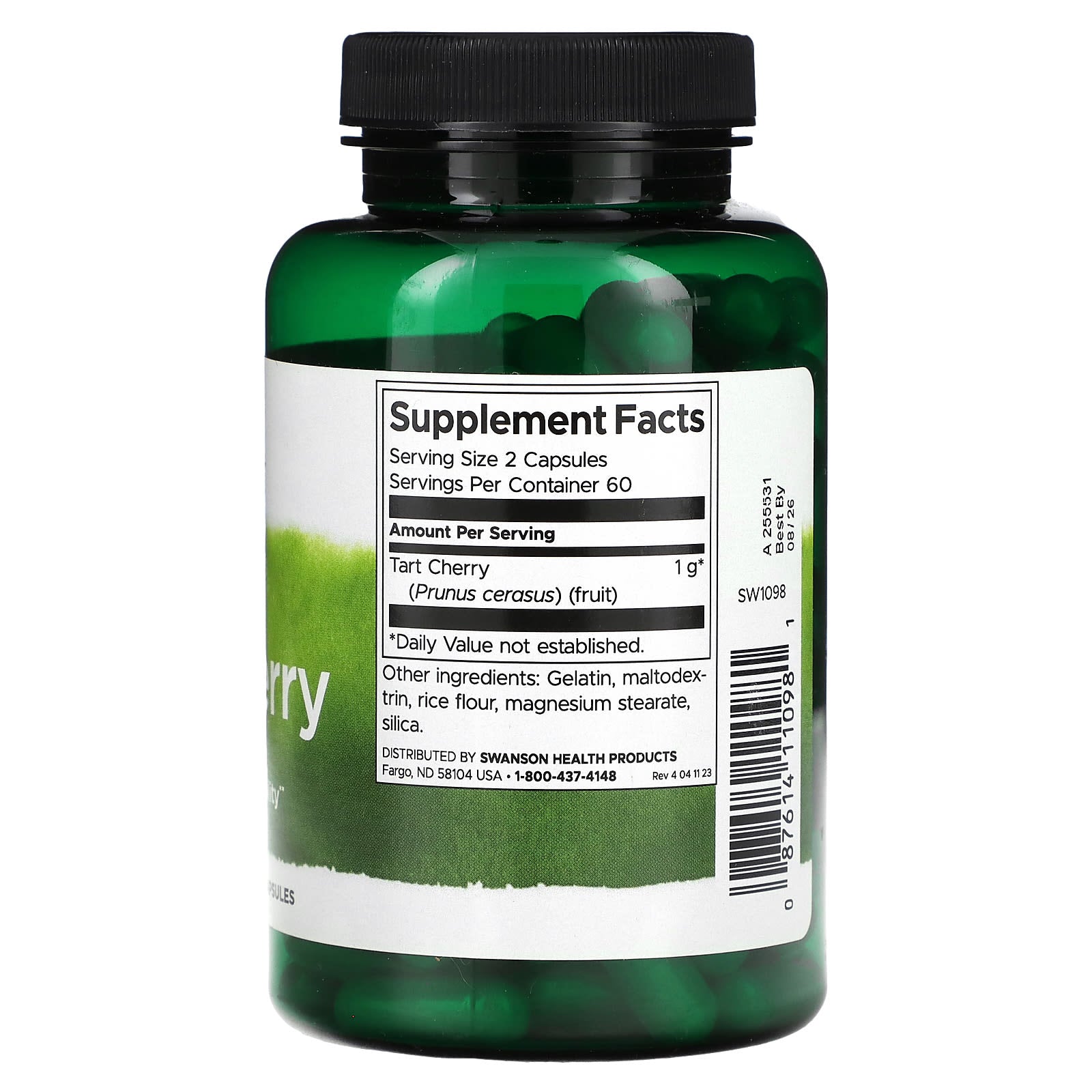 Swanson, Tart Cherry, 500 mg, 120 Capsules (250 mg per Capsule) - Image 2