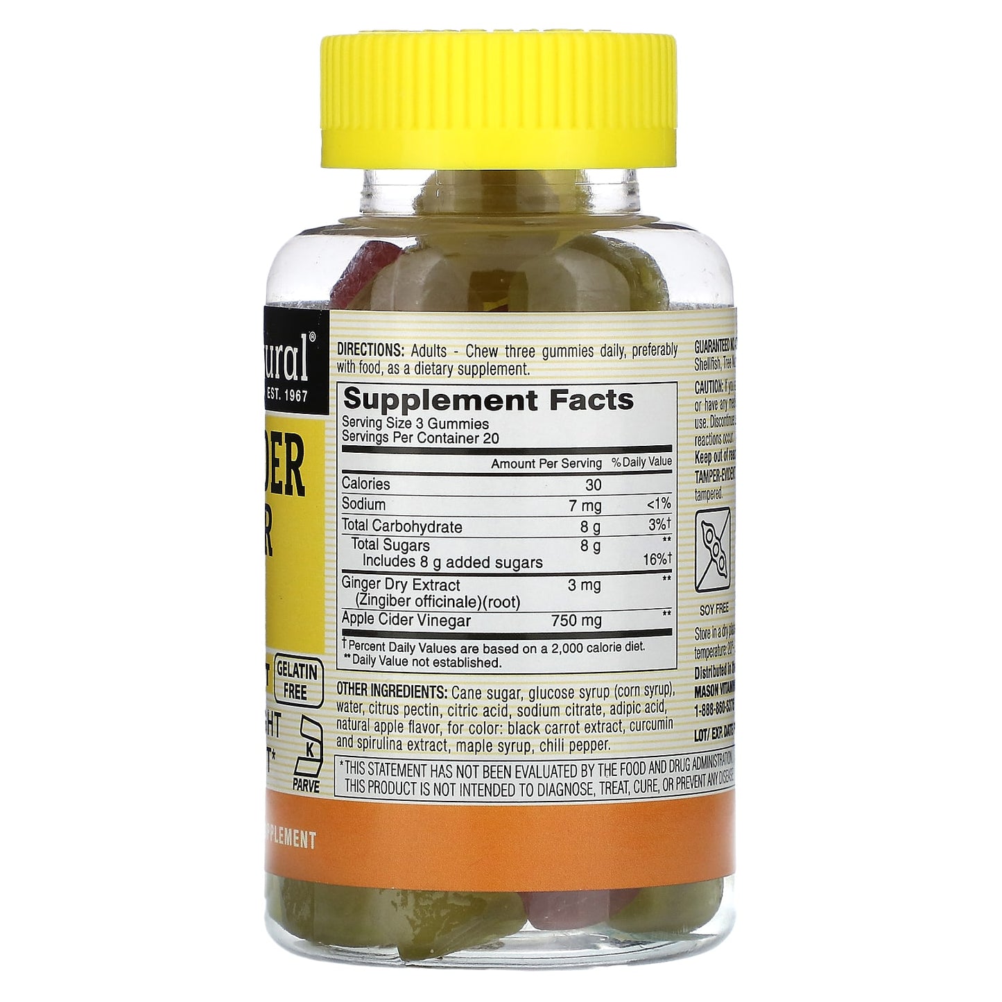 Mason Natural, Apple Cider Vinegar Gummies, Apple, 60 Gummies - Image 2