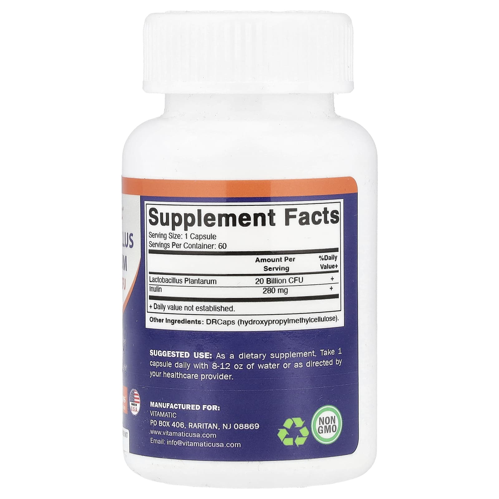 Vitamatic, Lactobacillus Plantarum, 60 DRcaps® Hypromellose Capsules - Image 2