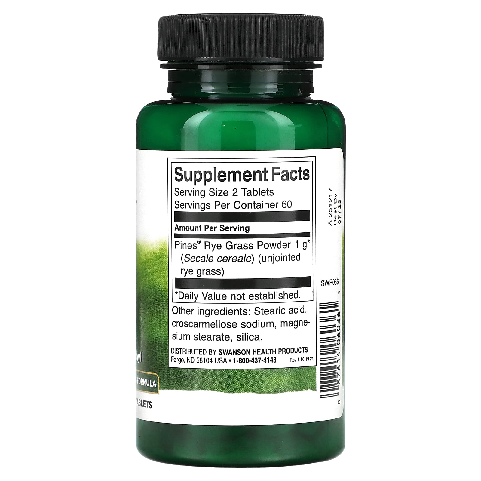 Swanson, Rye Grass, 500 mg , 120 Tablets - Image 2