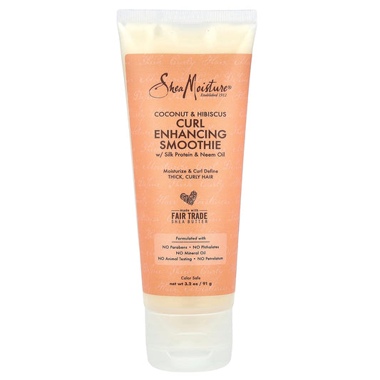 SheaMoisture, Curl Enhancing Smoothie with Silk Protein & Neem Oil, Coconut & Hibiscus, 3.2 oz (91 g) - Image 1