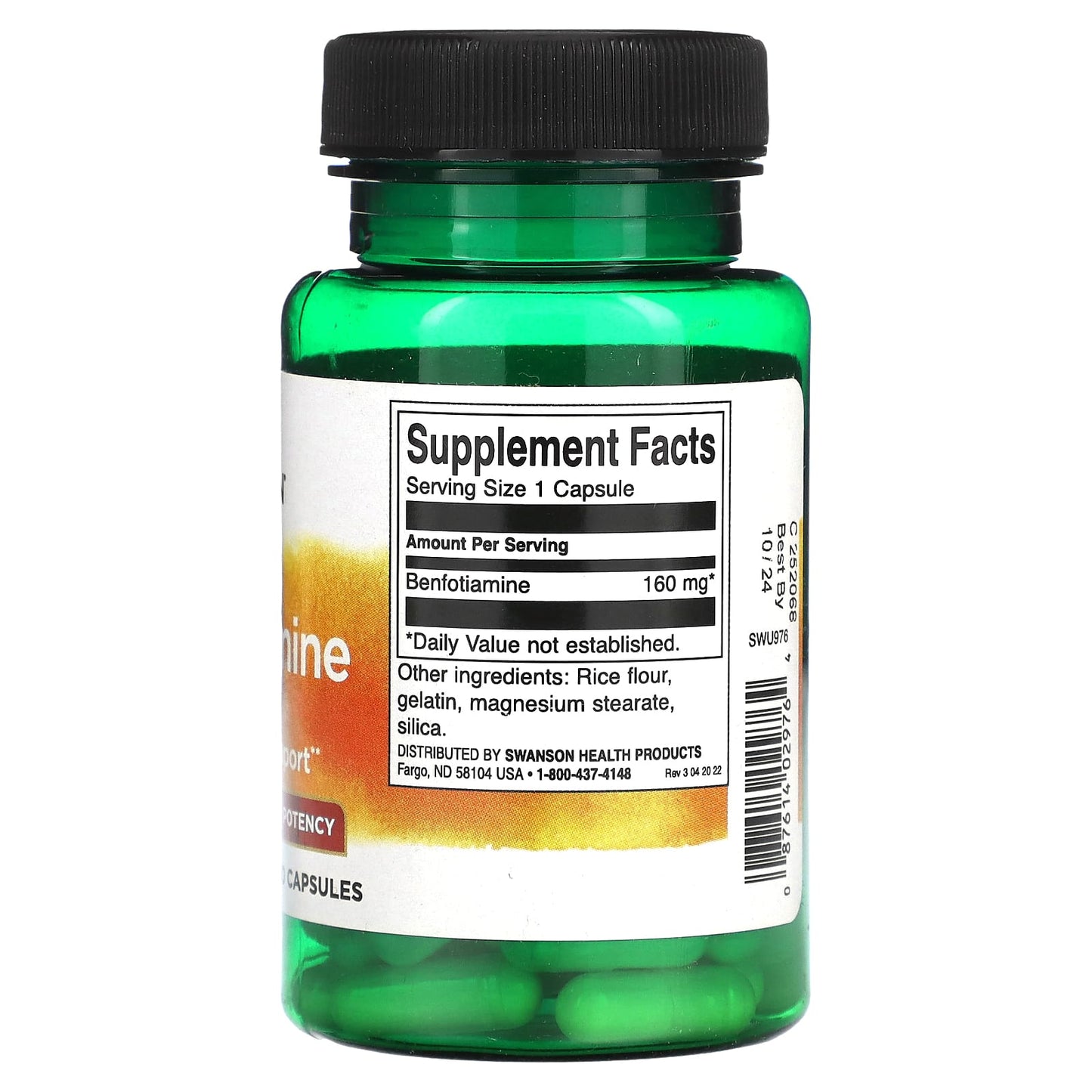 Swanson, Benfotiamine, High Potency, 160 mg, 60 Capsules - Image 2