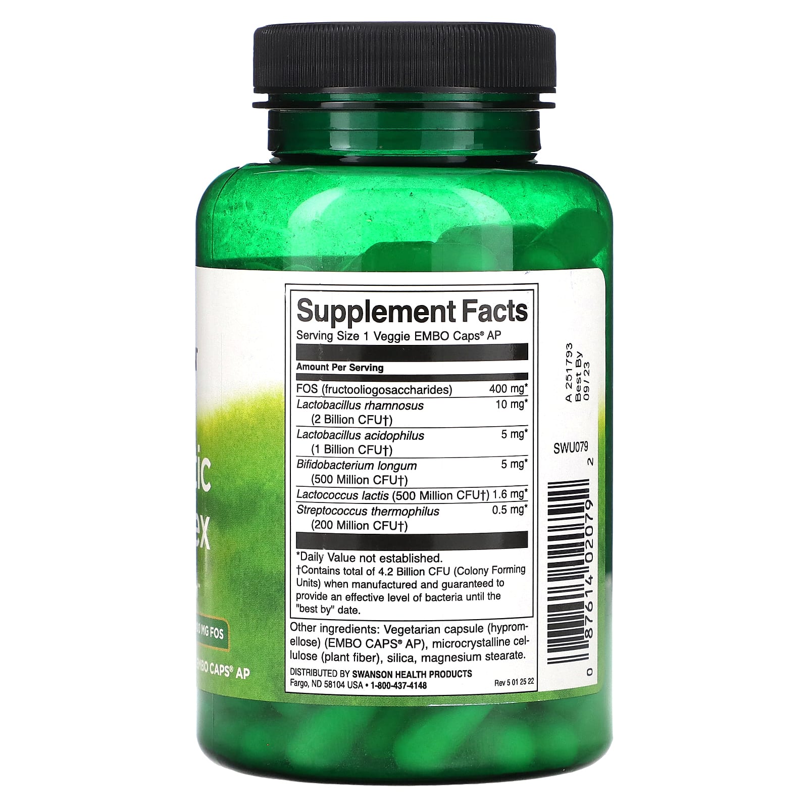 Swanson, Probiotic Complex, 120 Veggie EMBO Caps AP - Image 2