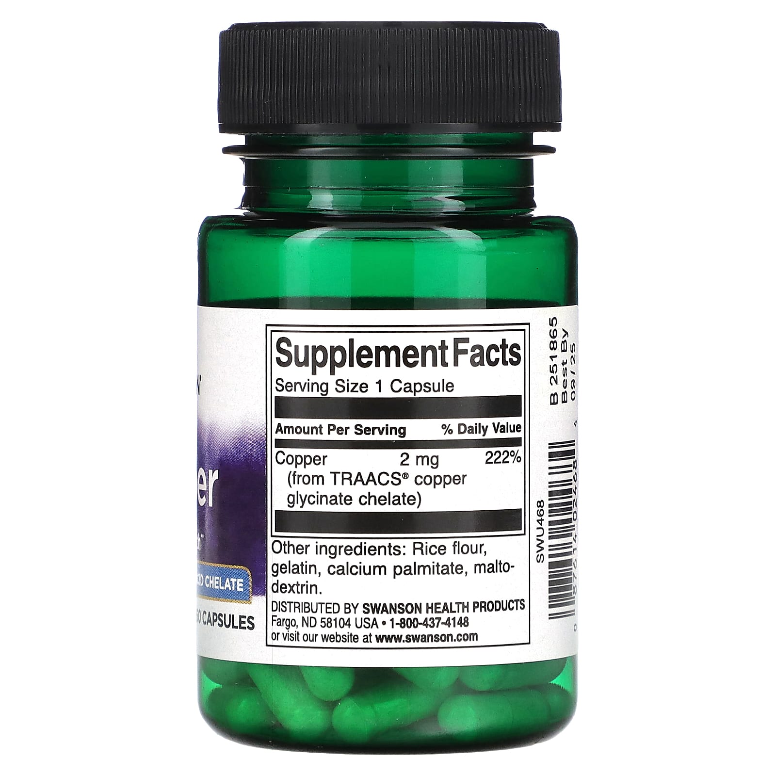 Swanson, Albion Copper, 2 mg, 60 Capsules - Image 2