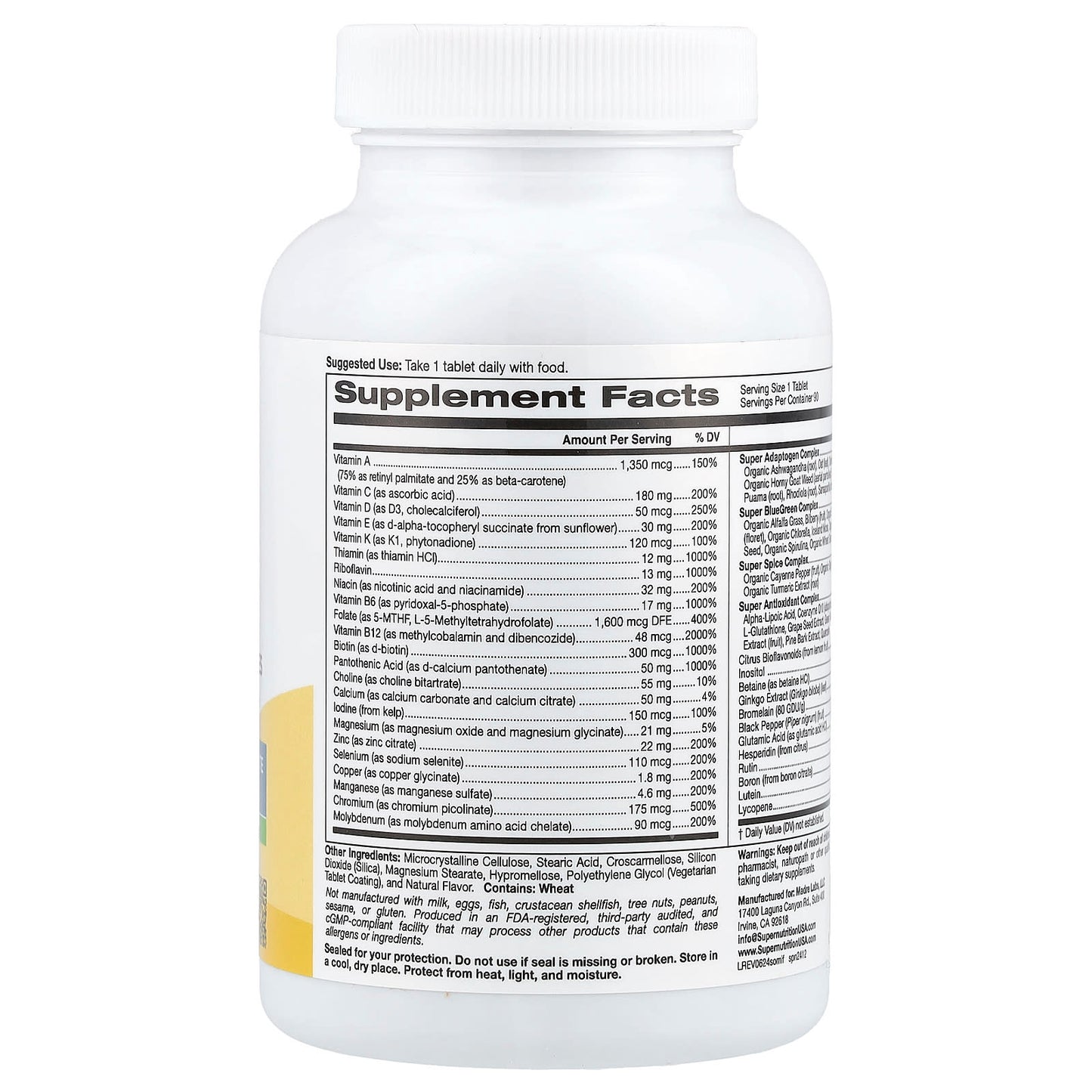 Men's Multivitamin with Super Adaptogen Complex, Iron Free, 90 Tablets - Image 2