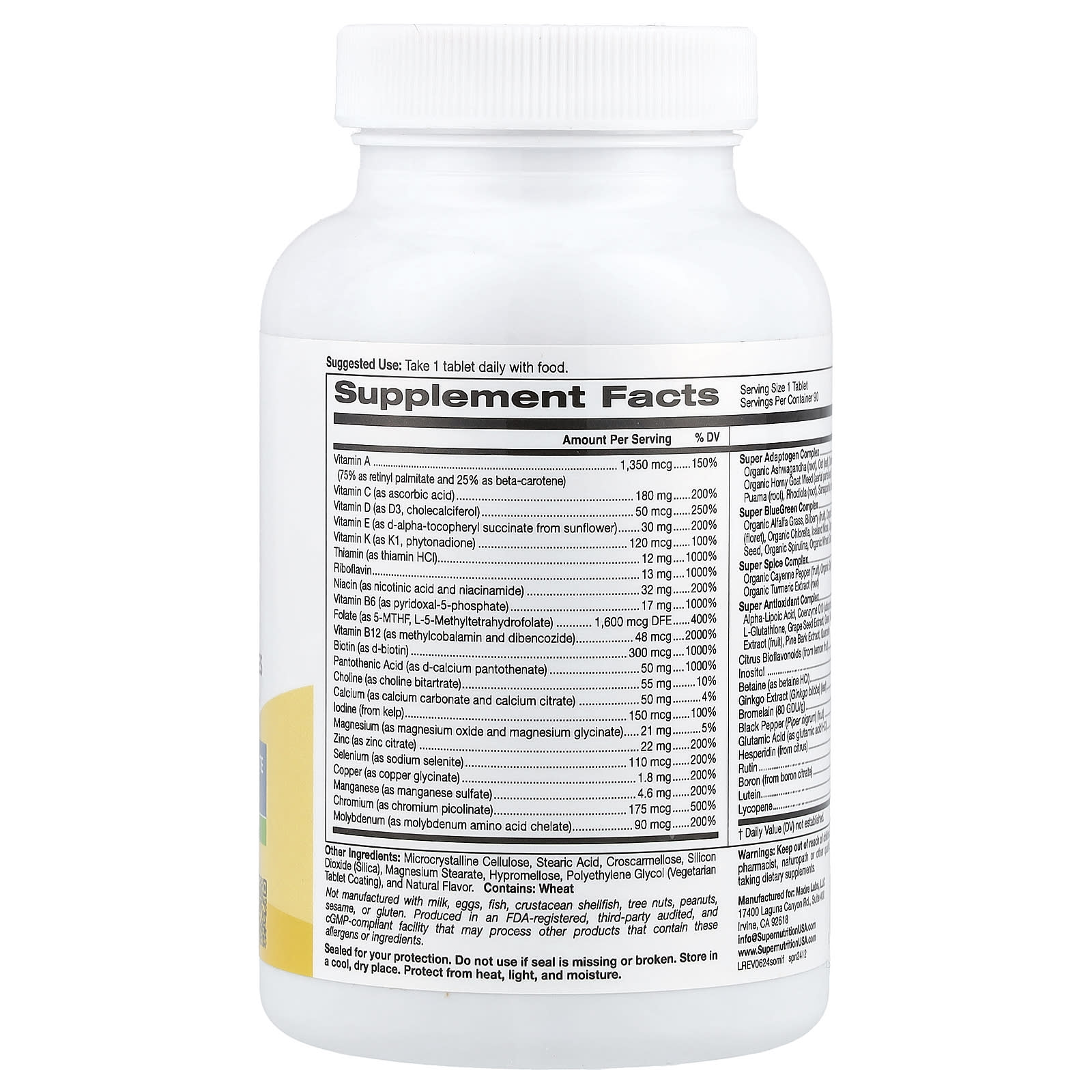 Men's Multivitamin with Super Adaptogen Complex, Iron Free, 90 Tablets - Image 2