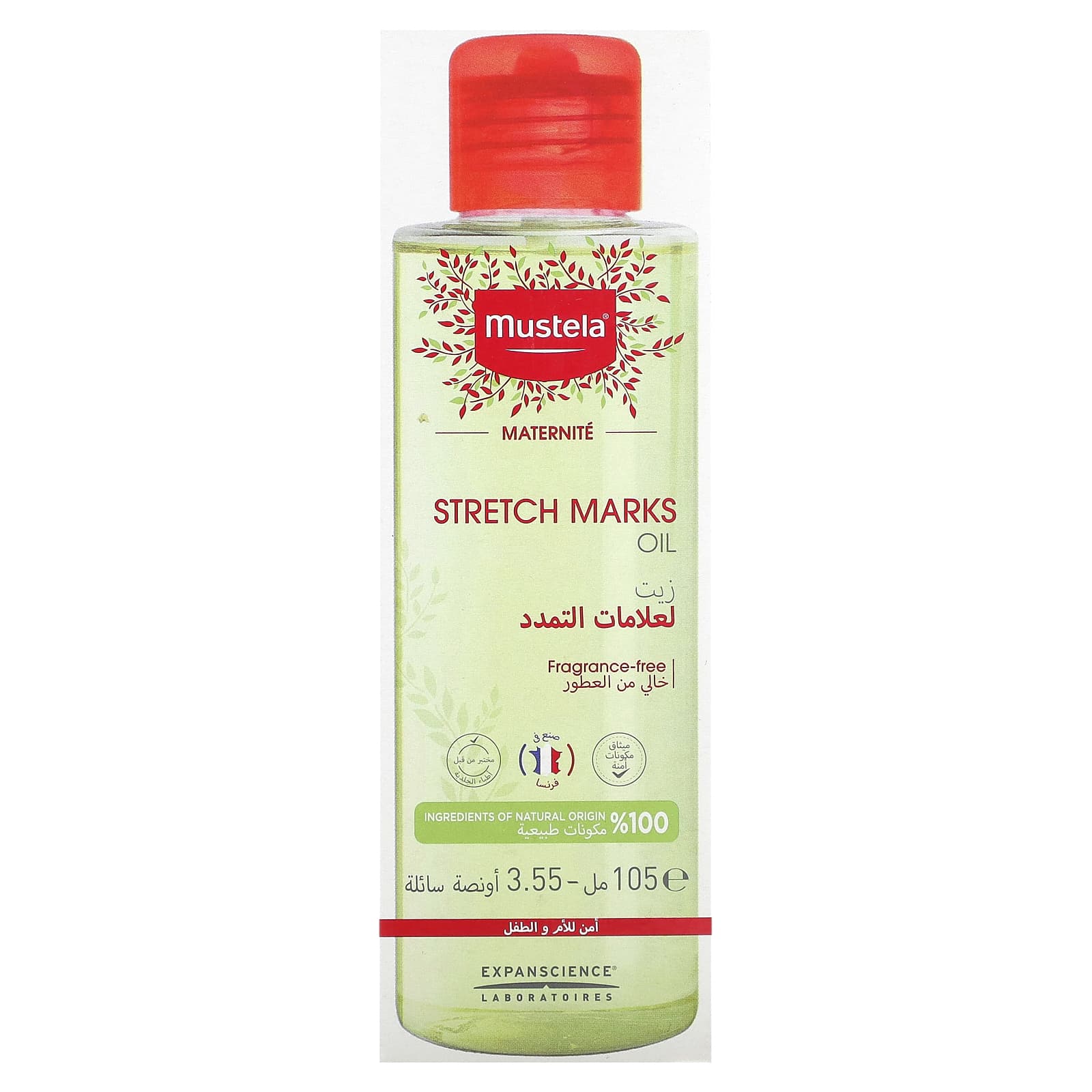 Mustela, Stretch Marks Oil, Fragrance Free, 3.55 fl oz (105 ml) - Image 1