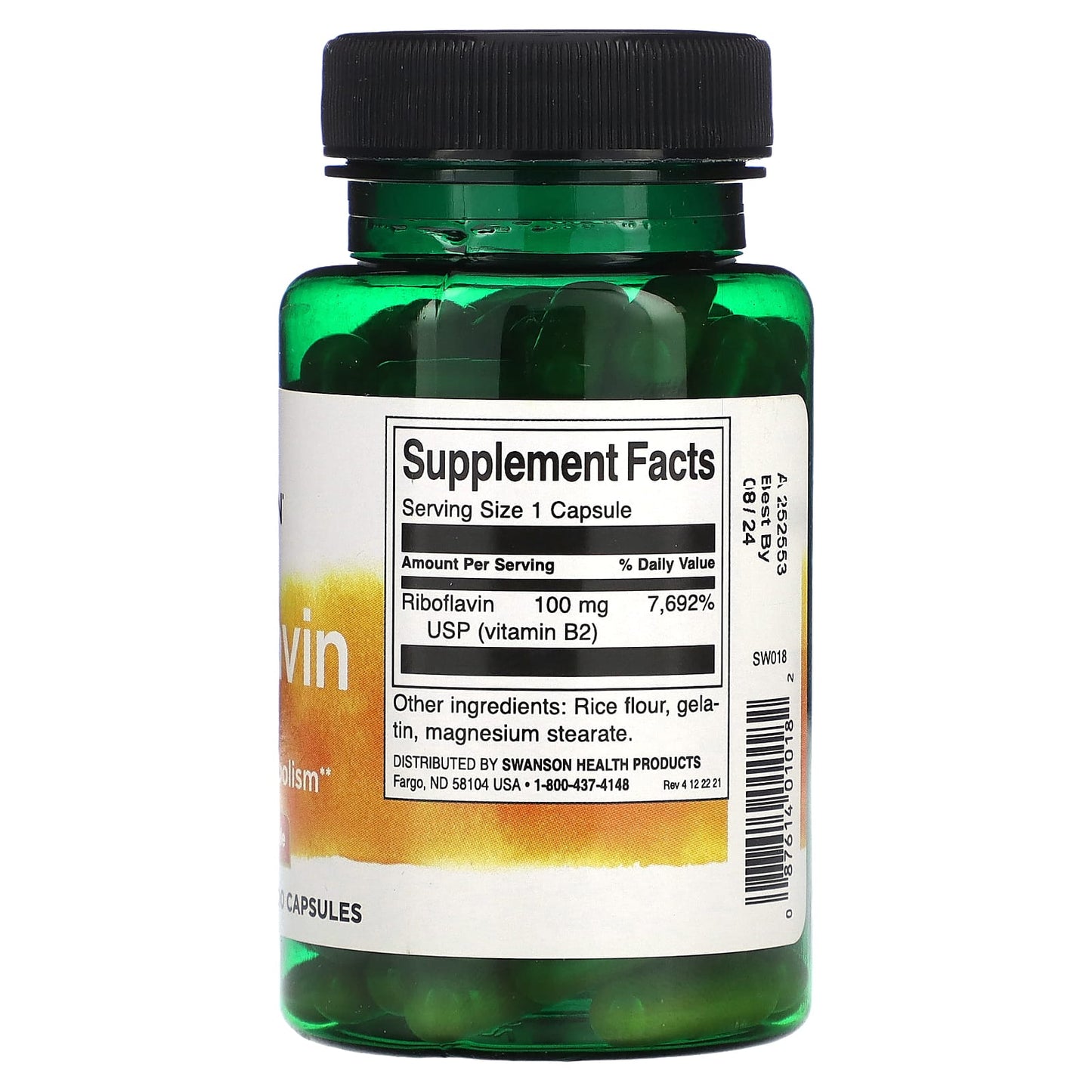 Swanson, Riboflavin, 100 mg, 100 Capsules - Image 2