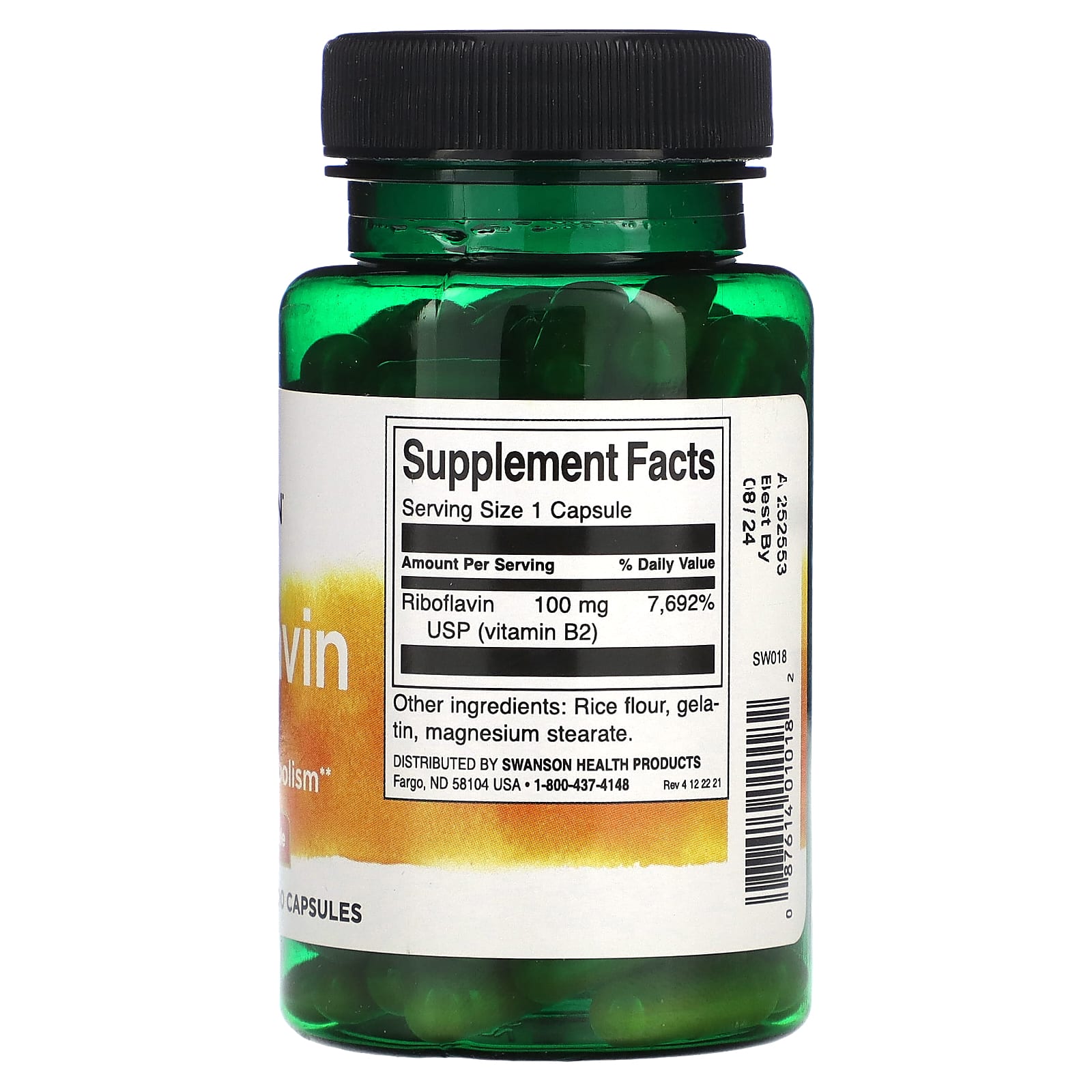 Swanson, Riboflavin, 100 mg, 100 Capsules - Image 2