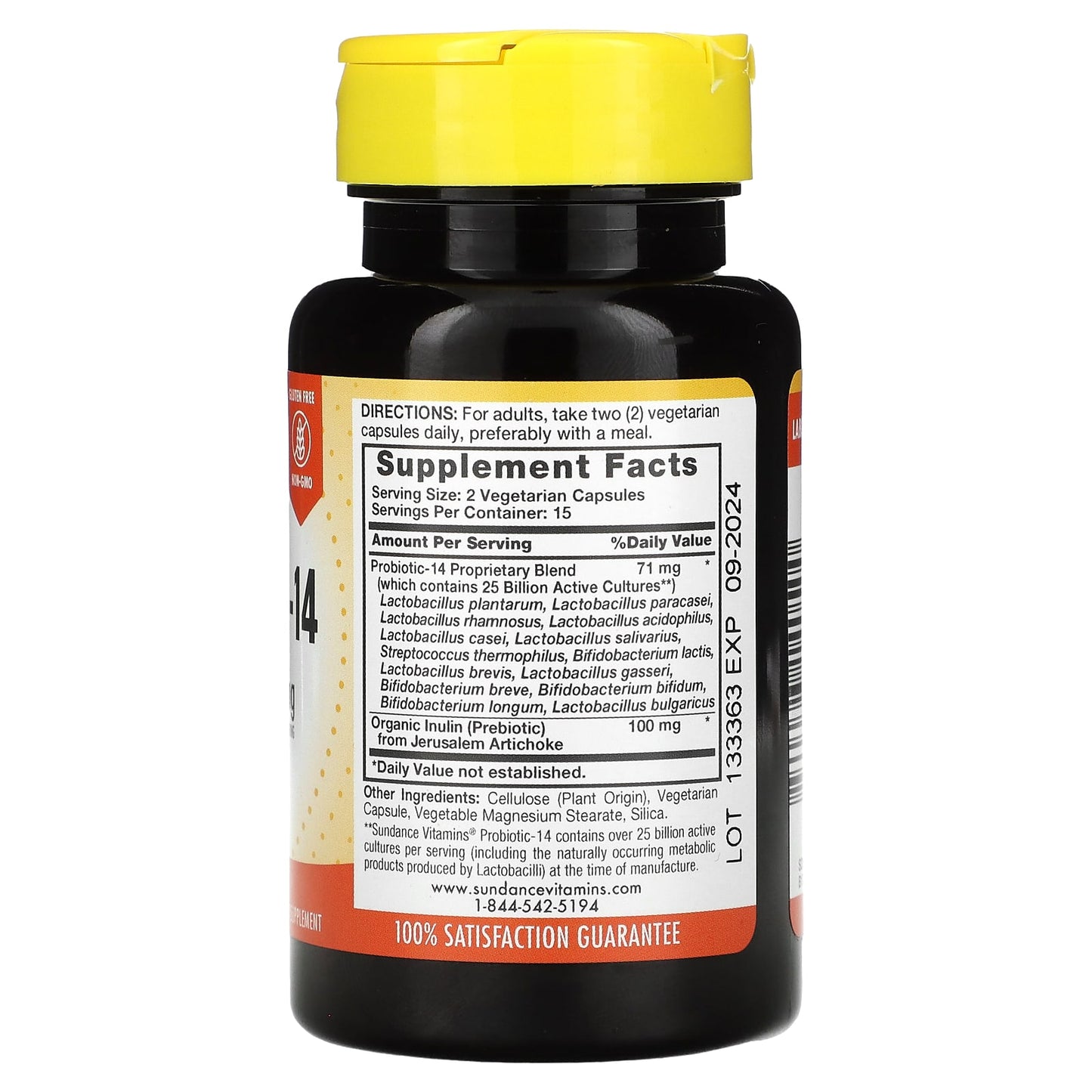 Sundance Vitamins, Probiotic-14, 71 mg, 30 Vegetarian Capsules (35.5 mg per Capsule) - Image 2