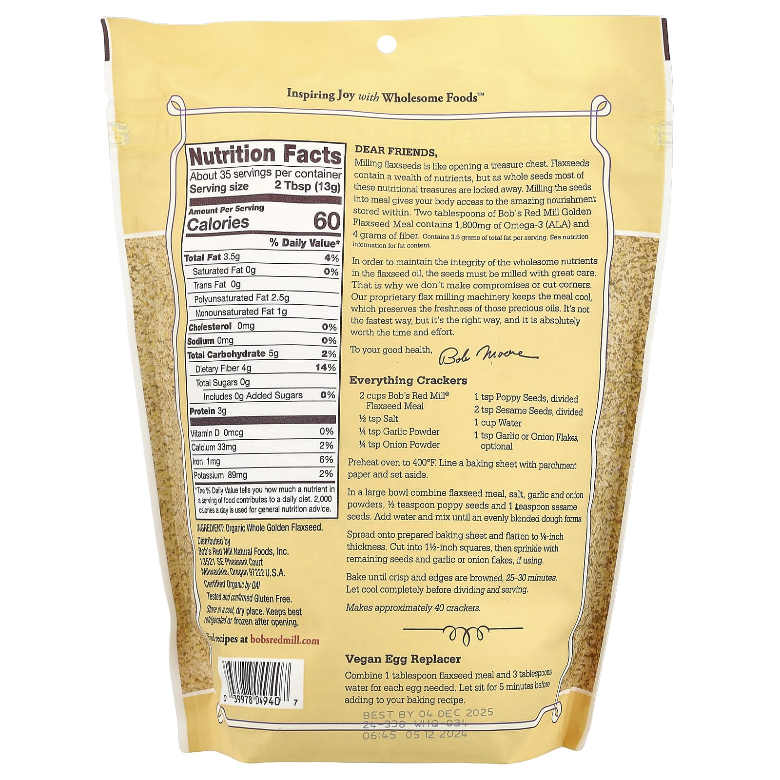 Organic Golden Flaxseed Meal for Omega-3 and Fiber by Bob's Red Mill - Image 2