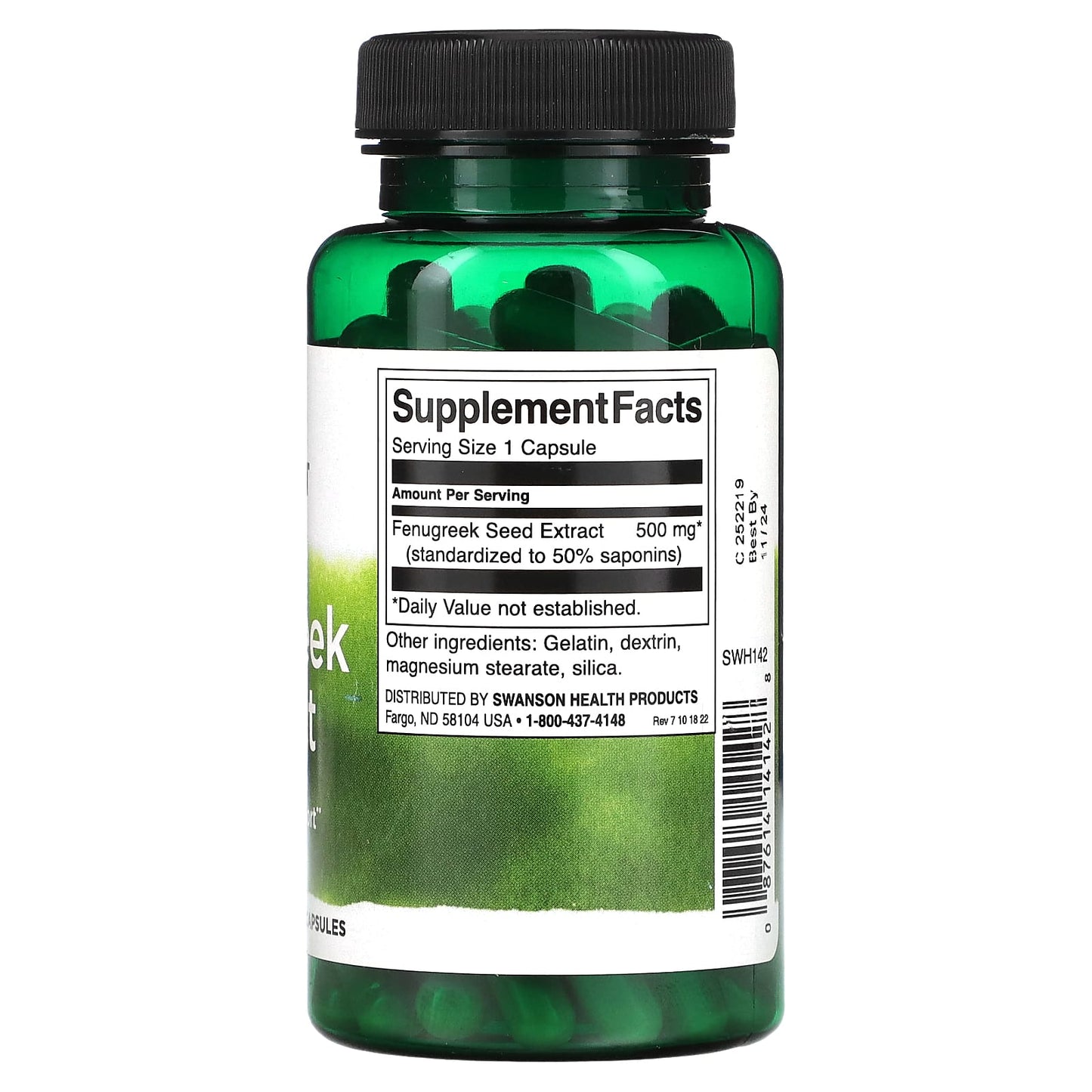 Swanson, Fenugreek Extract, 500 mg, 90 Capsules - Image 2