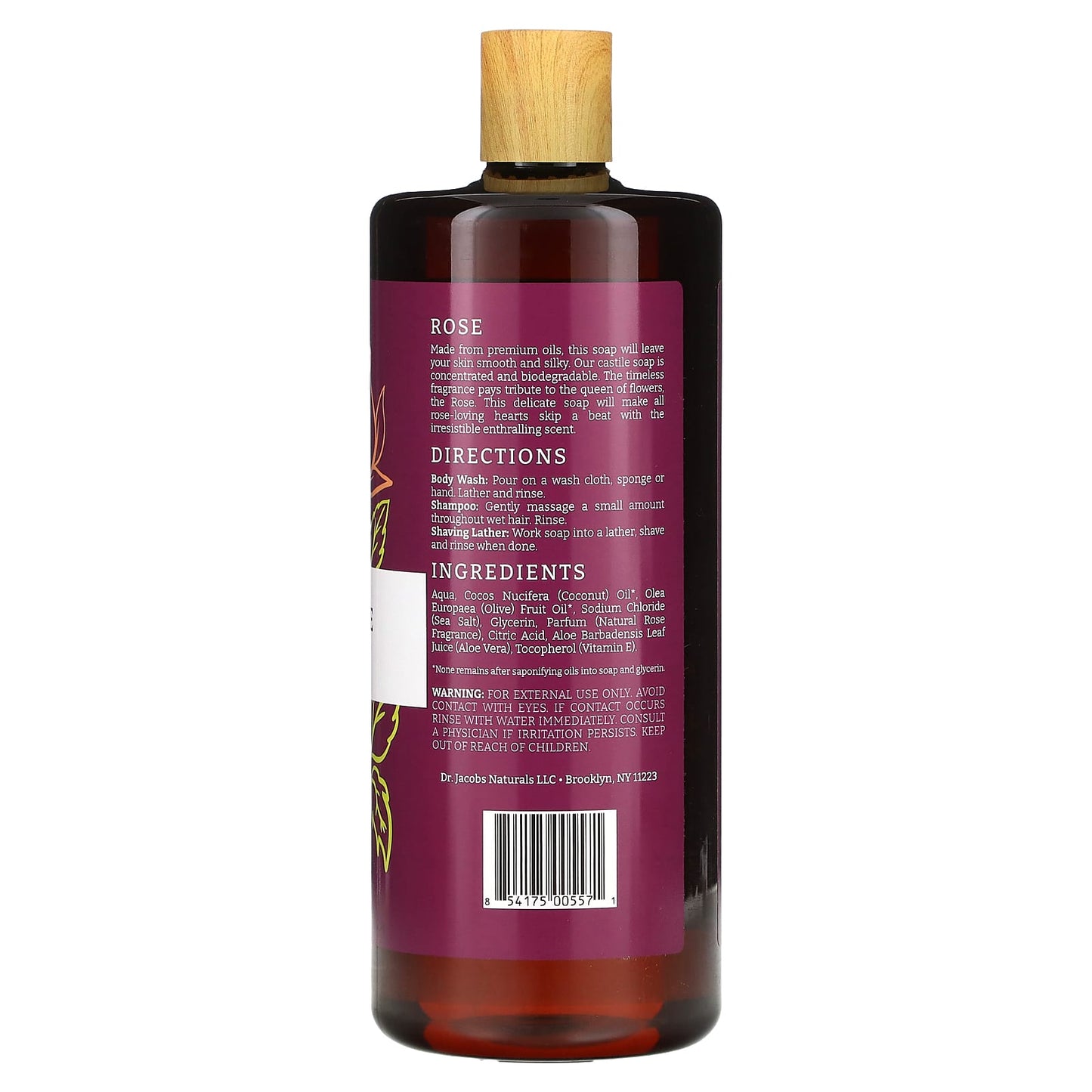 Natural Rose Castile Body Wash - Plant-Based, Vegan, Cruelty-Free - Image 2