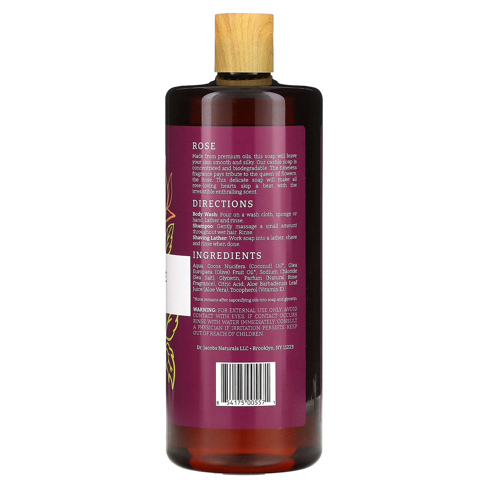 Natural Rose Castile Body Wash - Plant-Based, Vegan, Cruelty-Free - Image 2