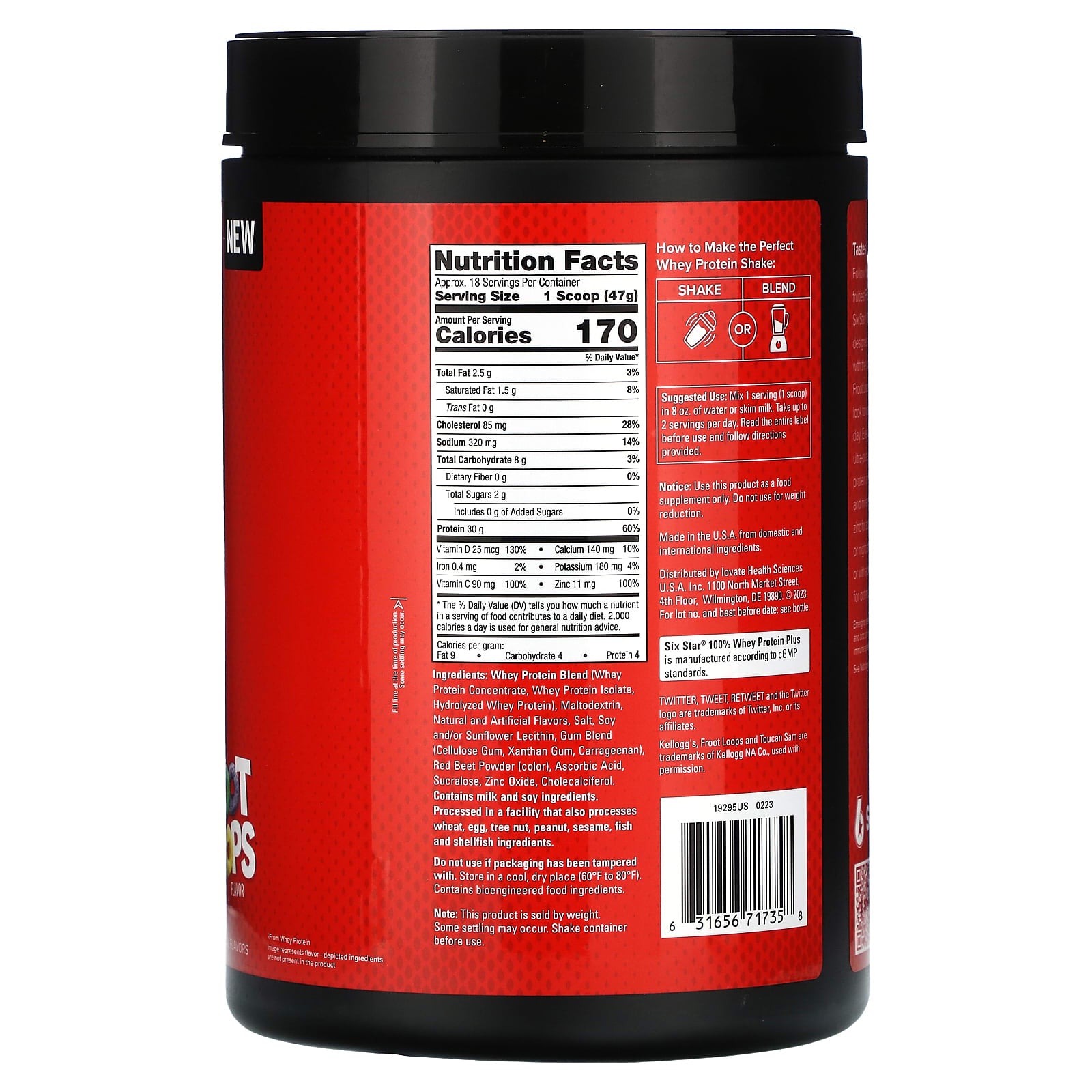 SIXSTAR, 100% Whey Protein Plus, Kellogg's Froot Loops, 1.81 lbs (821 g) - Image 2
