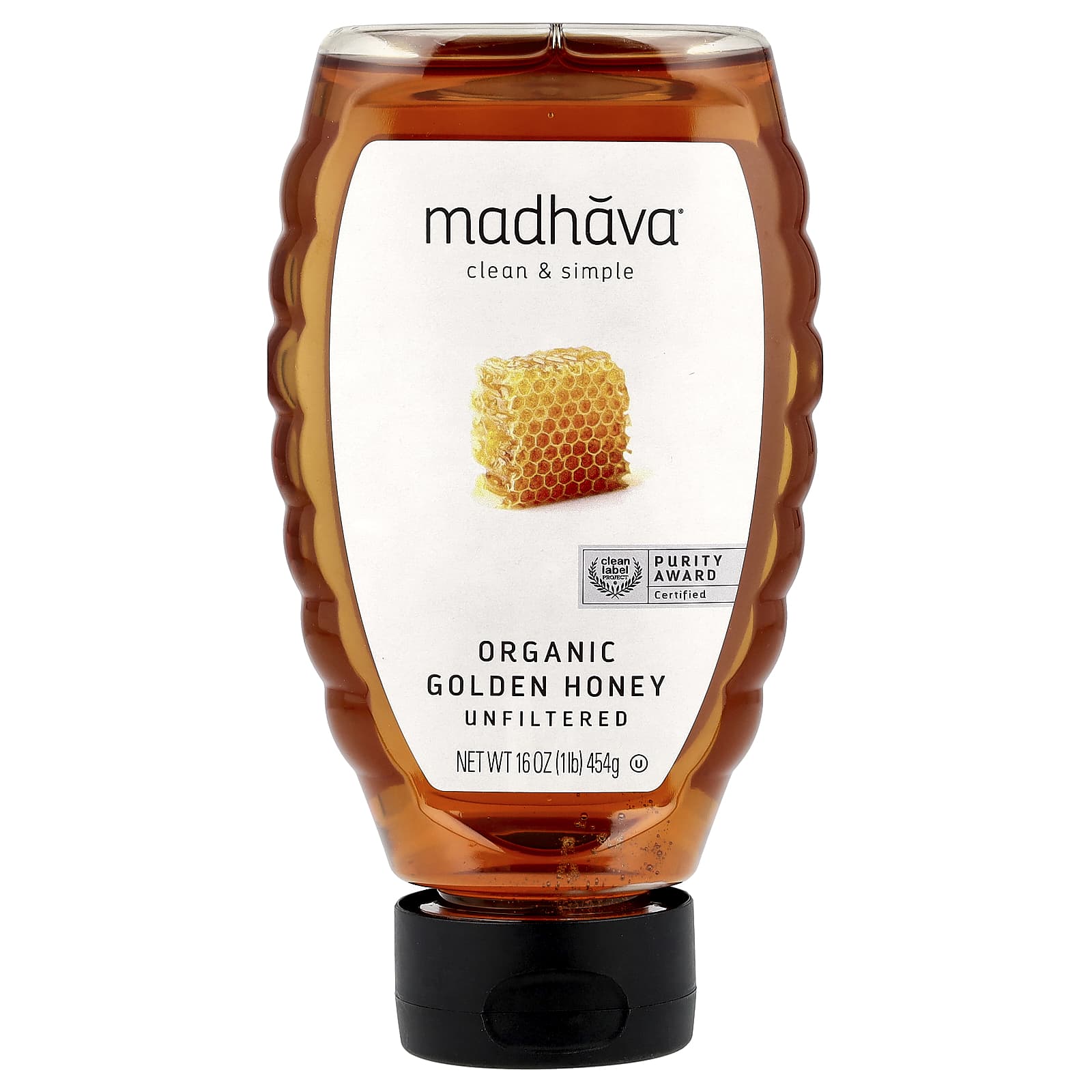 Madhava, Organic Golden Honey, Unfiltered, 16 oz (454 g) - Image 1